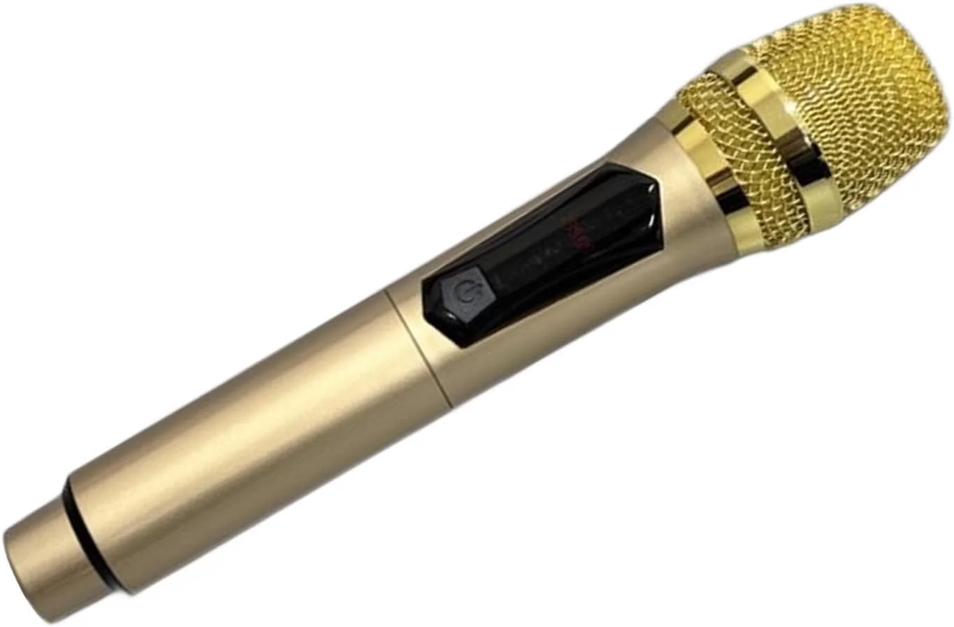 میکروفون بی سیم کارآمد با صفحه نمایش LED برای کارائوکه خانگی و فضای باز، میکروفون قابل حمل برای کنفرانس، رابط 6.35 میلی متری برای استفاده در خانه (مشکی) (طلایی)