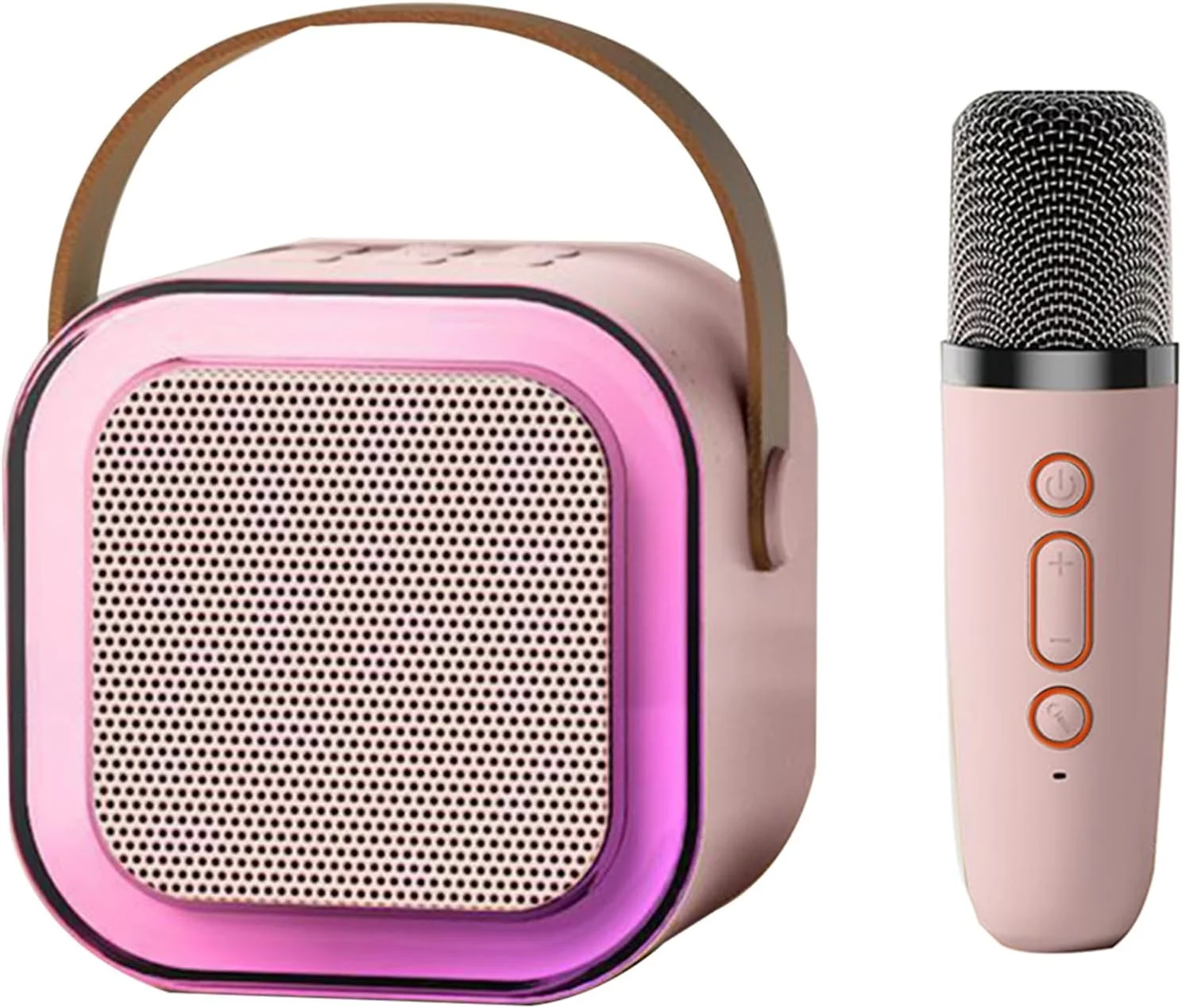 دستگاه کارائوکه Domary با میکروفون بی سیم قابل حمل برای بزرگسالان و کودکان، بلندگوی کارائوکه BT با نورهای RGB، بلندگوی قابل ارتقا با کارت TF 64G، هدفون Type-C، ورودی کمکی برای مهمانی و جلسه