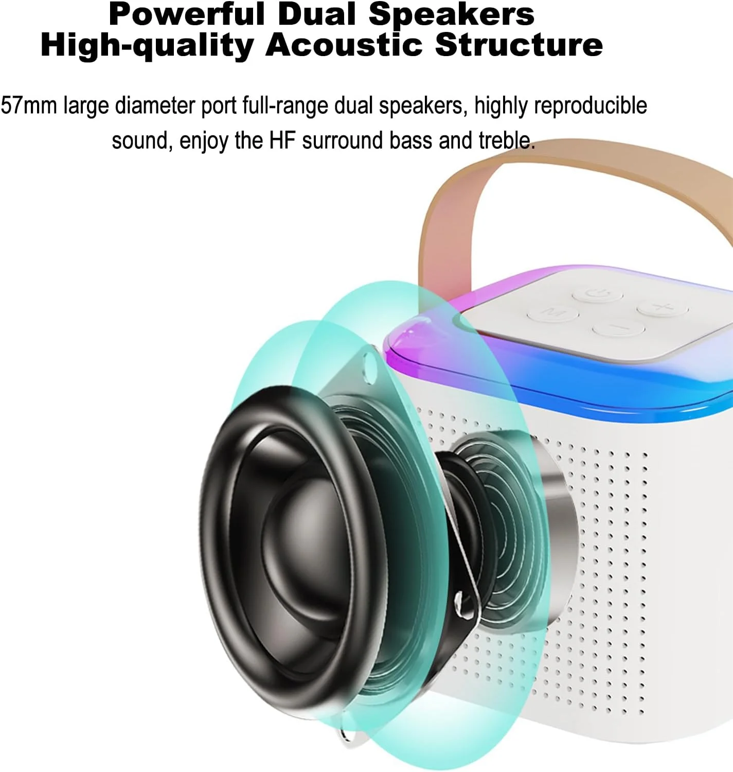 دستگاه کارائوکه Domary با میکروفون بی سیم قابل حمل برای بزرگسالان و کودکان، بلندگوی کارائوکه BT، بلندگو با نورهای RGB، پشتیبانی از کارت TF، Type-C، هدفون، ورودی کمکی، مانیتورینگ برای مهمانی و جلسه