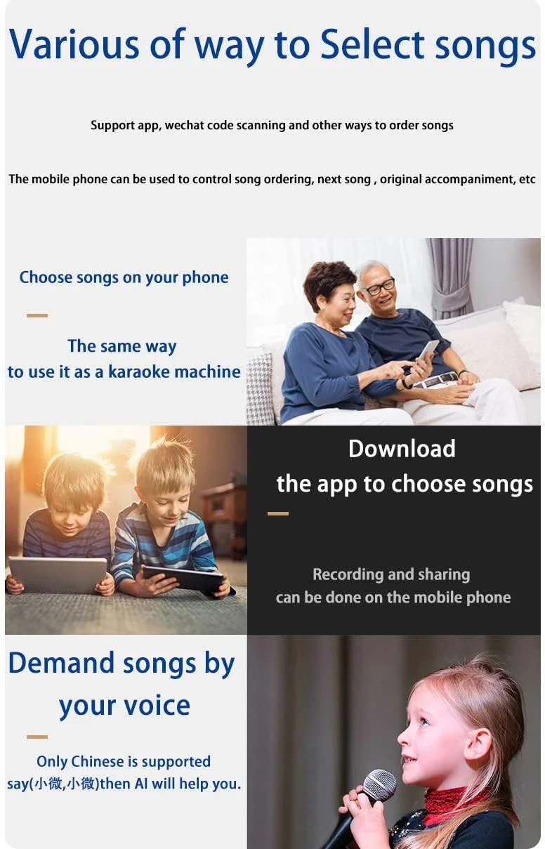 دستگاه کارائوکه با صفحه لمسی خازنی 15.6 اینچی و میکروفون بی سیم، پشتیبانی از چندین زبان برای مهمانی خانگی، KTV، DJ و بار، 2 ترابایت