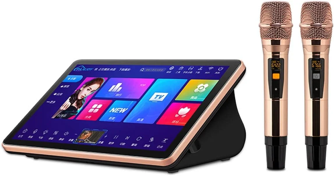 سیستم کارائوکه، صفحه نمایش لمسی 18.5 اینچی، کنترل از راه دور تلفن و کنترل برنامه، دانلود ابری آهنگ ها، همه در یک دستگاه کارائوکه با میکروفون بی سیم، پخش کننده کارائوکه KTV برای مهمانی خانوادگی در بار