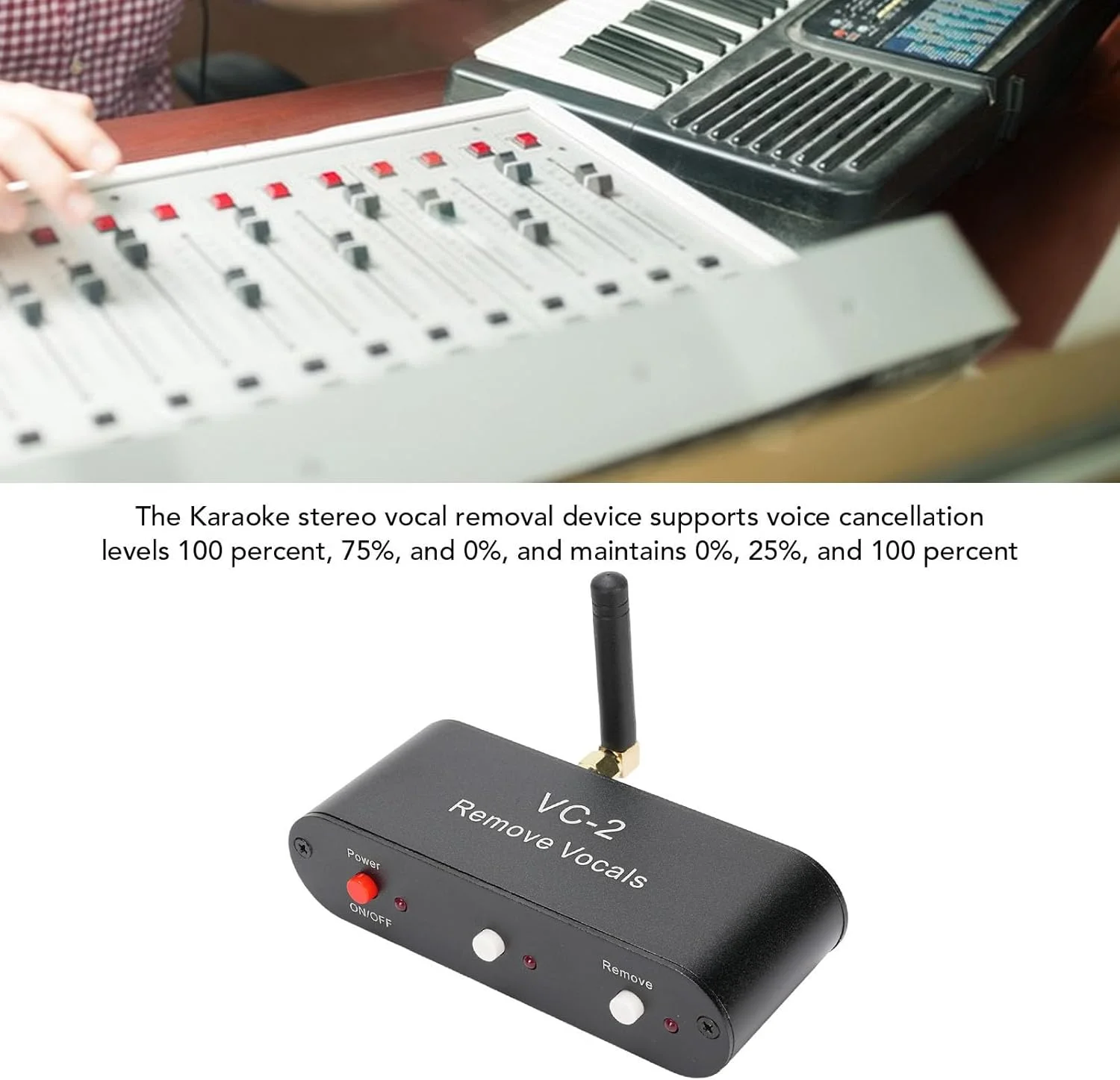 حذف کننده صدای خواننده کارائوکه Denash، حذف کننده صدای استریو بلادرنگ با بلوتوث 5.0، سطوح قابل تنظیم و AUX I/O برای بلندگوها