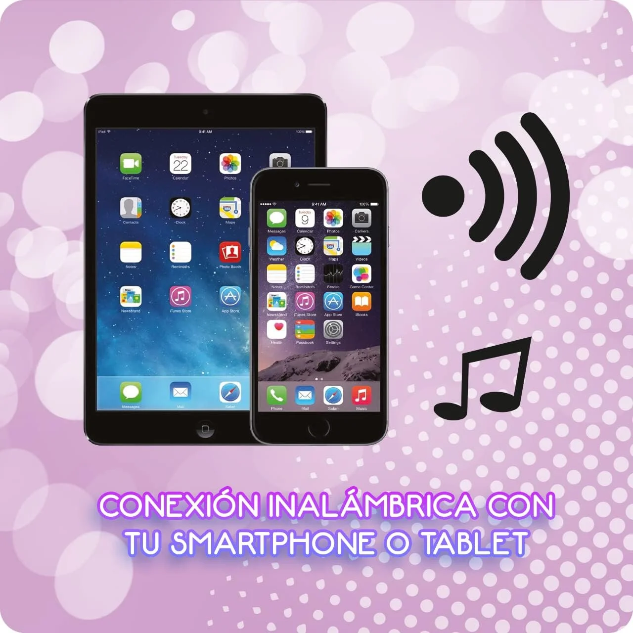 سیستم کارائوکه بی سیم DEQUBE با اتصال بلوتوث به دستگاه ها، دارای توپ دیسک داخلی، با باتری قابل شارژ، مشکی، متوسط (916D00038)