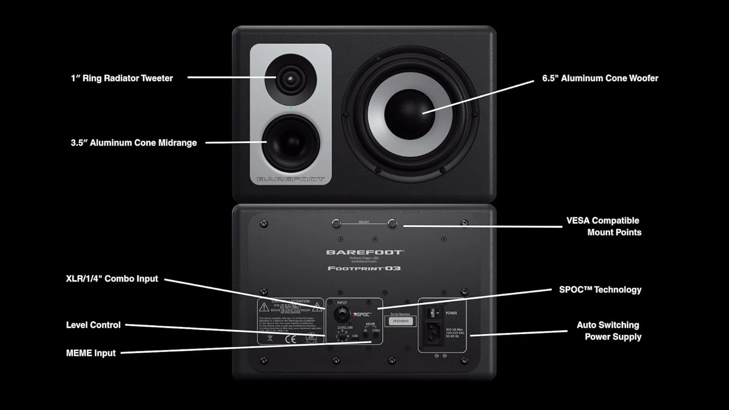 جفت اسپیکر مانیتور استودیویی Barefoot Footprint03