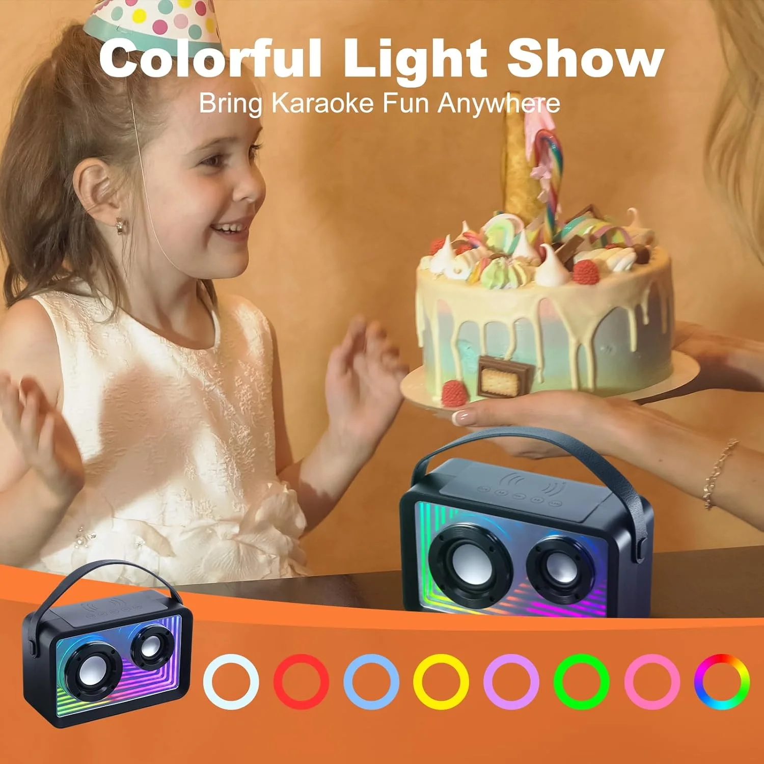 دستگاه کارائوکه قابل حمل برای کودکان و بزرگسالان، بلندگوی قابل حمل با میکروفون (مشکی) دستگاه کارائوکه قابل حمل برای کودکان و بزرگسالان، بلندگوی قابل حمل با میکروفون (مشکی)