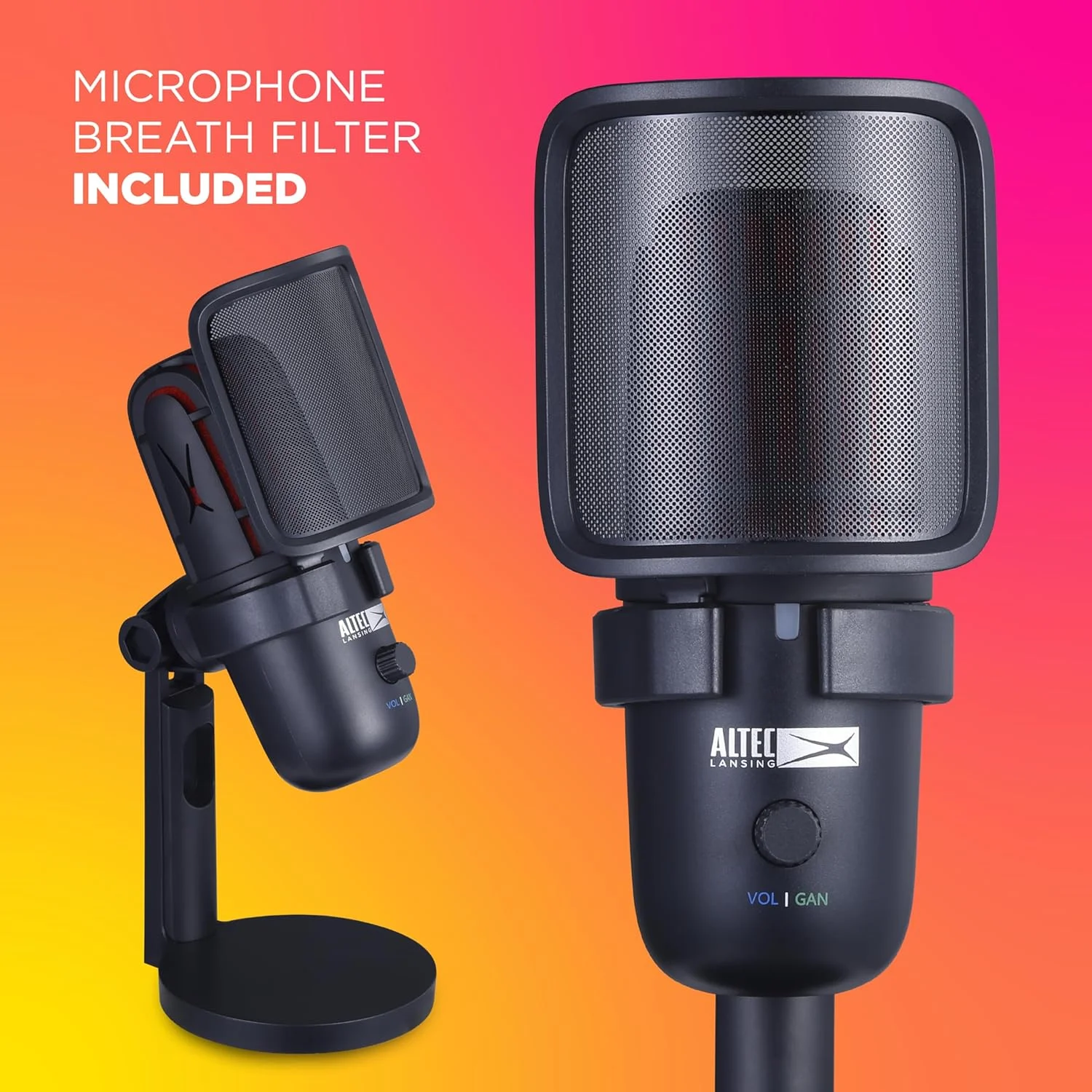 میکروفون استودیویی Altec Lansing Studio MIC 1، میکروفون پادکست USB-C با الگوی دوگانه 24/96 با مانیتورینگ بدون تأخیر، میکروفون استریم و ضبط صدا با پایه رومیزی و پاپ فیلتر میکروفون استودیویی Altec Lansing Studio MIC 1، میکروفون پادکست USB-C با الگوی دوگانه 24/96 با مانیتورینگ بدون تأخیر، میکروفون استریم و ضبط صدا با پایه رومیزی و پاپ فیلتر