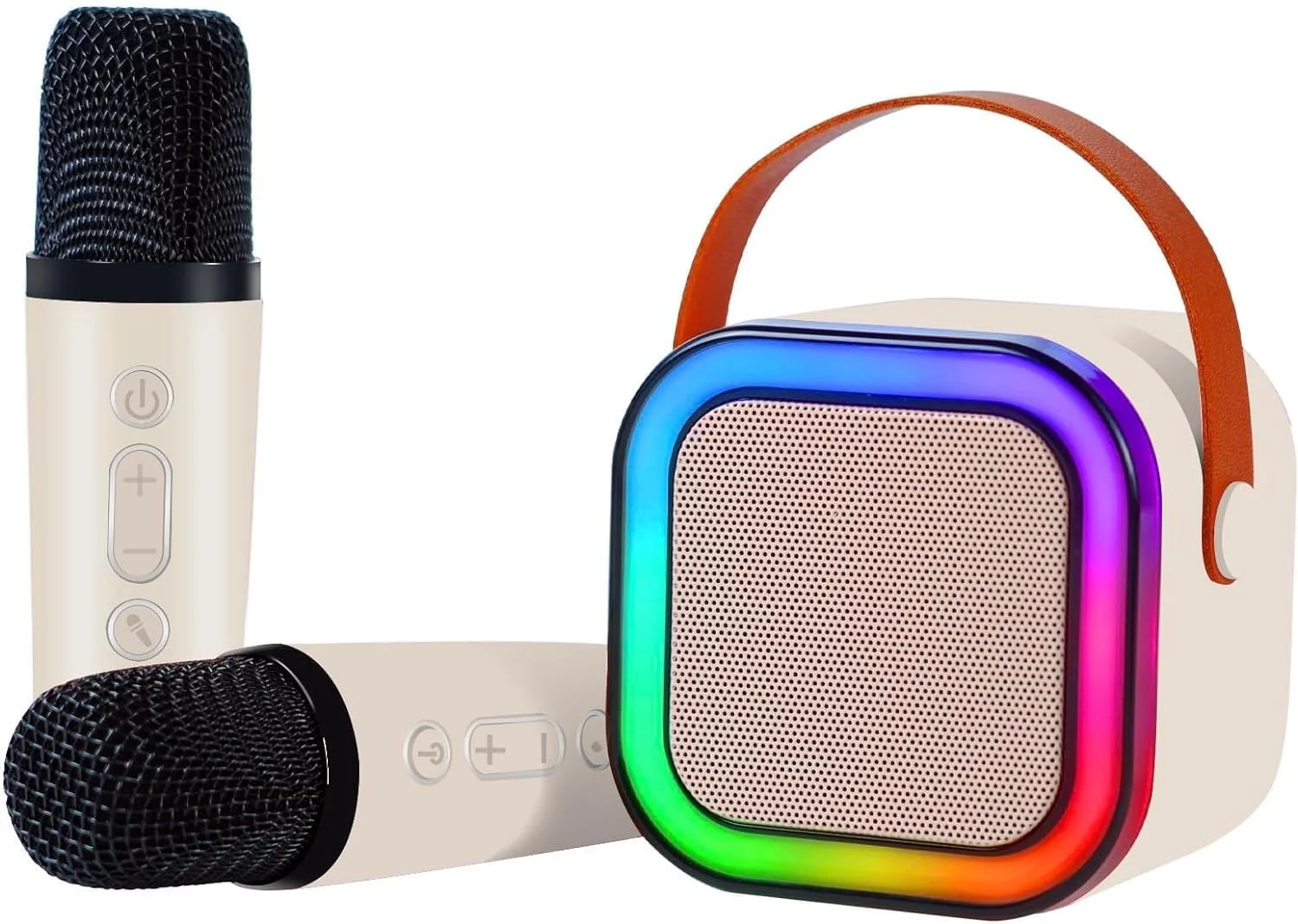 دستگاه کارائوکه قابل حمل ترکلس برای کودکان و بزرگسالان، میکروفون کارائوکه بلوتوثی کوچک قابل حمل با 2 میکروفون بی سیم و نور، هدیه، چند رنگ (رنگ تصادفی)