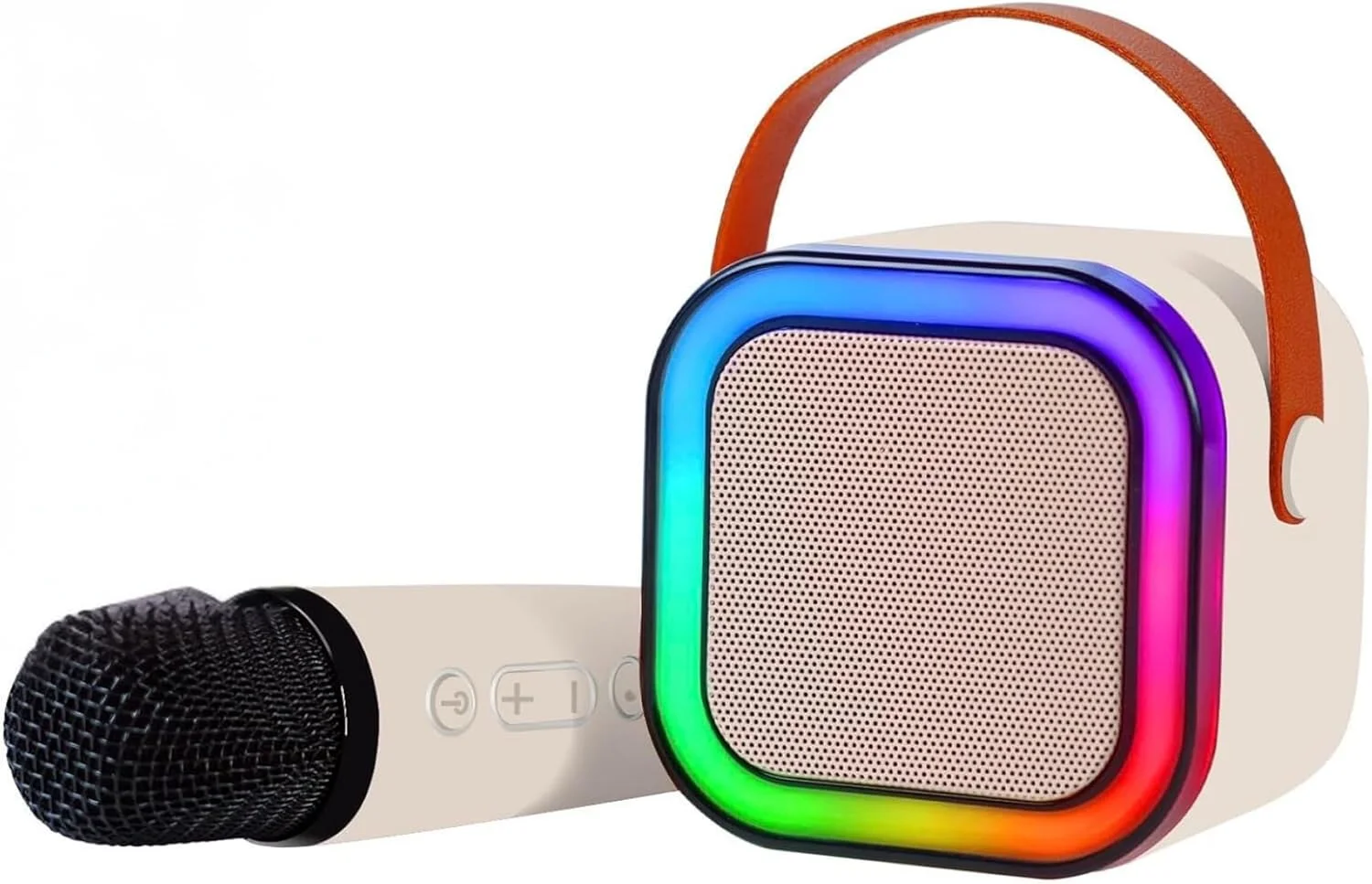 دستگاه کارائوکه قابل حمل ترکلس برای کودکان و بزرگسالان، میکروفون و اسپیکر بلوتوثی کوچک کارائوکه با 1 میکروفون بی سیم و نور، هدیه، رنگ های تصادفی