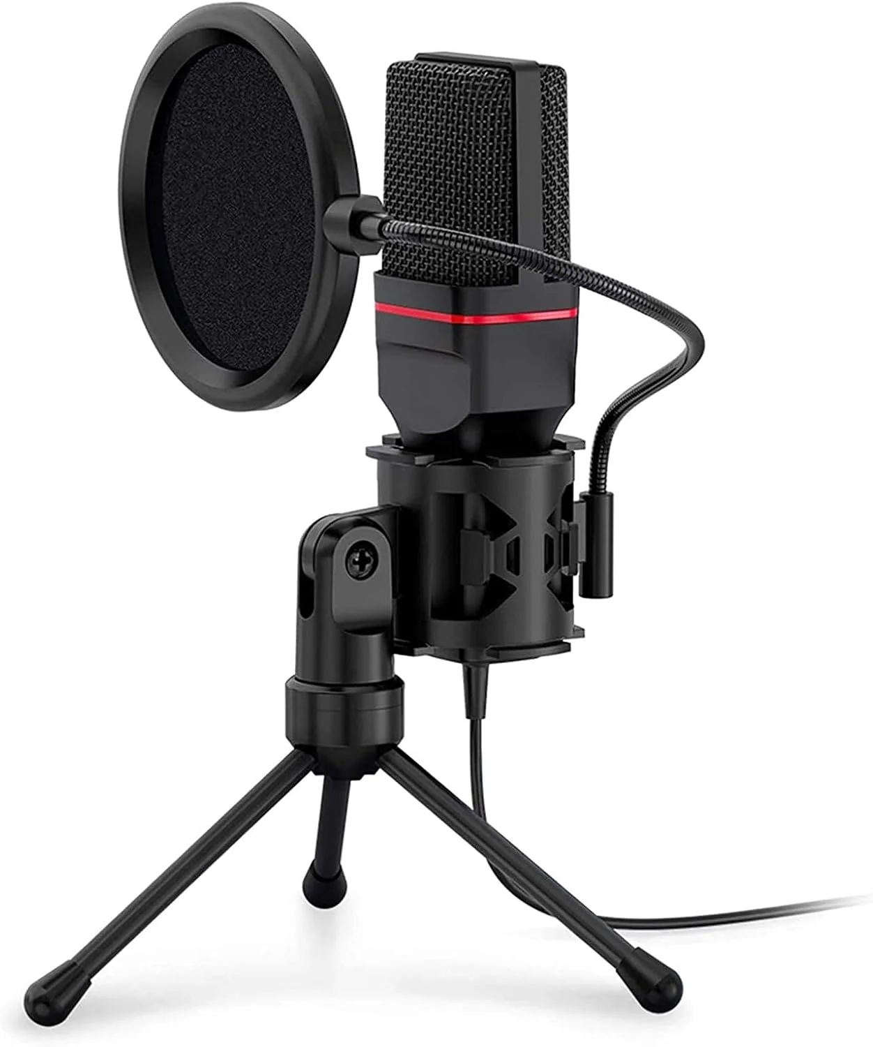 میکروفون کاندنسر حرفه ای کاردیوئید استودیویی به همراه سه پایه و فیلترهای محبوب برای ضبط صدا و استریم