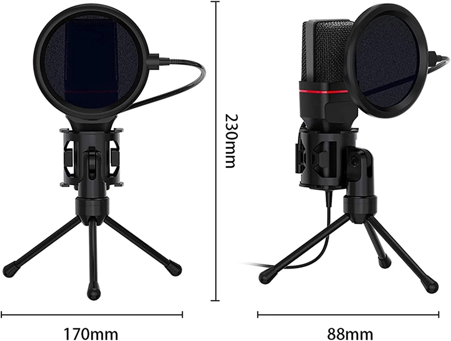 میکروفون کاندنسر حرفه ای کاردیوئید استودیویی به همراه سه پایه و فیلترهای محبوب برای ضبط صدا و استریم میکروفون کاندنسر حرفه ای کاردیوئید استودیویی به همراه سه پایه و فیلترهای محبوب برای ضبط صدا و استریم