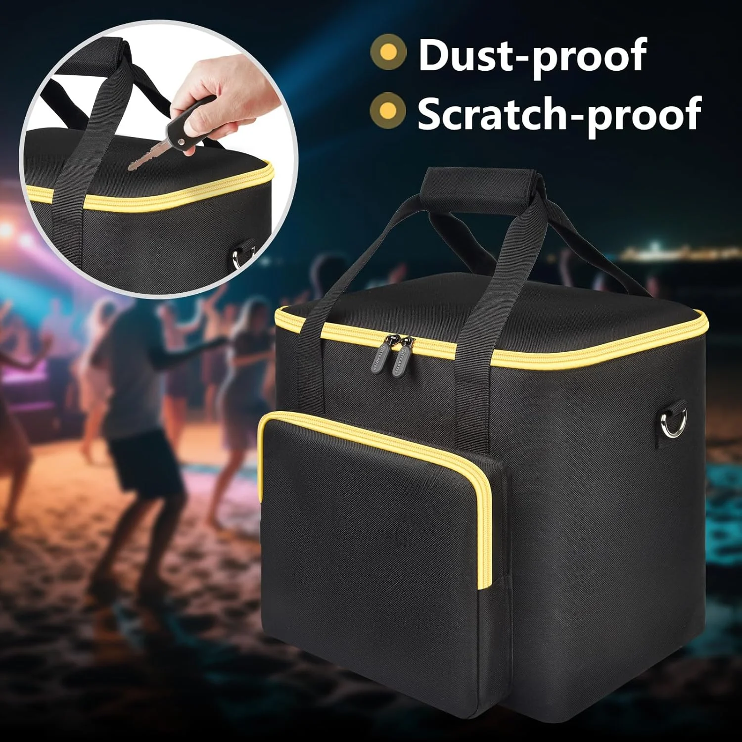 کیف دستگاه کارائوکه سازگار با سیستم هوشمند آواز حرفه ای Ikarao Break X2، کیف نگهداری قابل حمل برای بلندگوی کارائوکه با 2 میکروفون بی سیم برای کودکان و بزرگسالان - مشکی