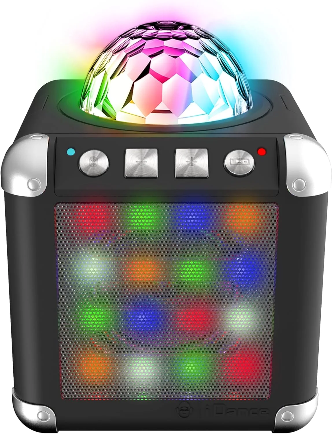 اسباب بازی Cefa Toys - کارائوکه با آمپلی فایر، توپ دیسکو، 2 میکروفون، بلندگوی بی سیم، جلوه های نور و صدا، سازگار با یوتیوب، اسپاتیفای و برنامه های کارائوکه