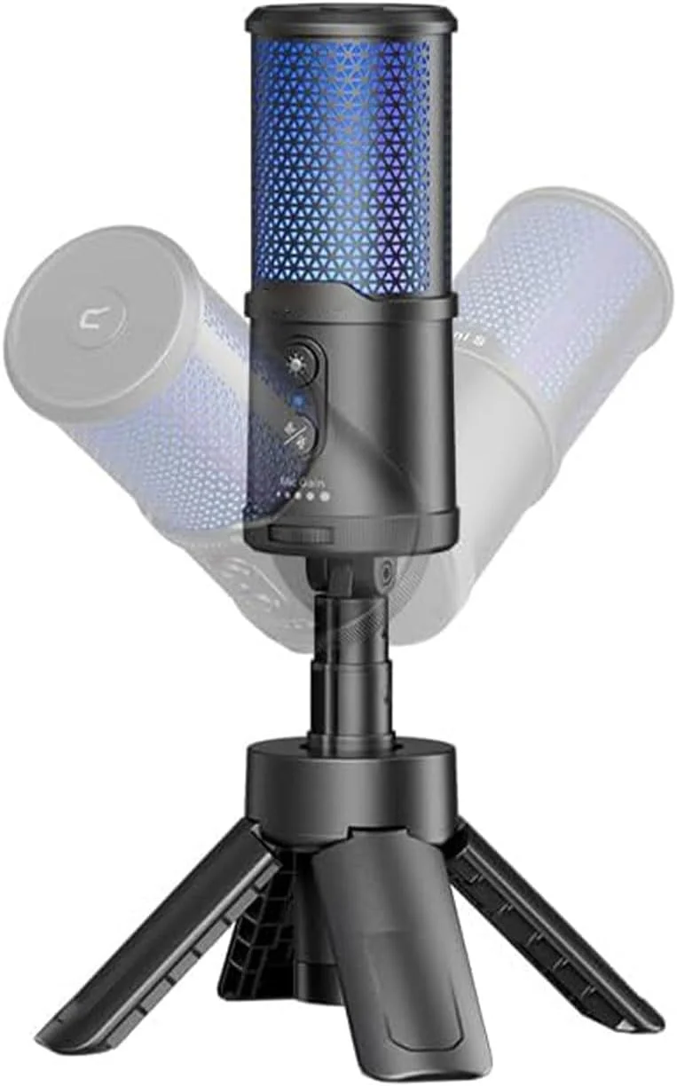 میکروفون کاندنسر USB مدل Jectse EJoy Uni S با 4 جلوه نورپردازی RGB پویا و پایه تاشو مناسب تماس ویدیویی و پخش زنده میکروفون کاندنسر USB مدل Jectse EJoy Uni S با 4 جلوه نورپردازی RGB پویا و پایه تاشو مناسب تماس ویدیویی و پخش زنده