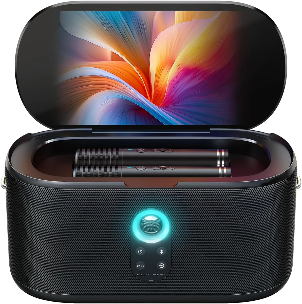 دستگاه کارائوکه برای بزرگسالان و کودکان، دارای صفحه نمایش 10.1 اینچی داخلی برای نمایش متن ترانه، 2 میکروفون بی سیم با قابلیت شارژ خودکار، سیستم PA اسپیکر بلوتوث قابل حمل با WiFi و HDMI برای مهمانی (مدل Shell S1)