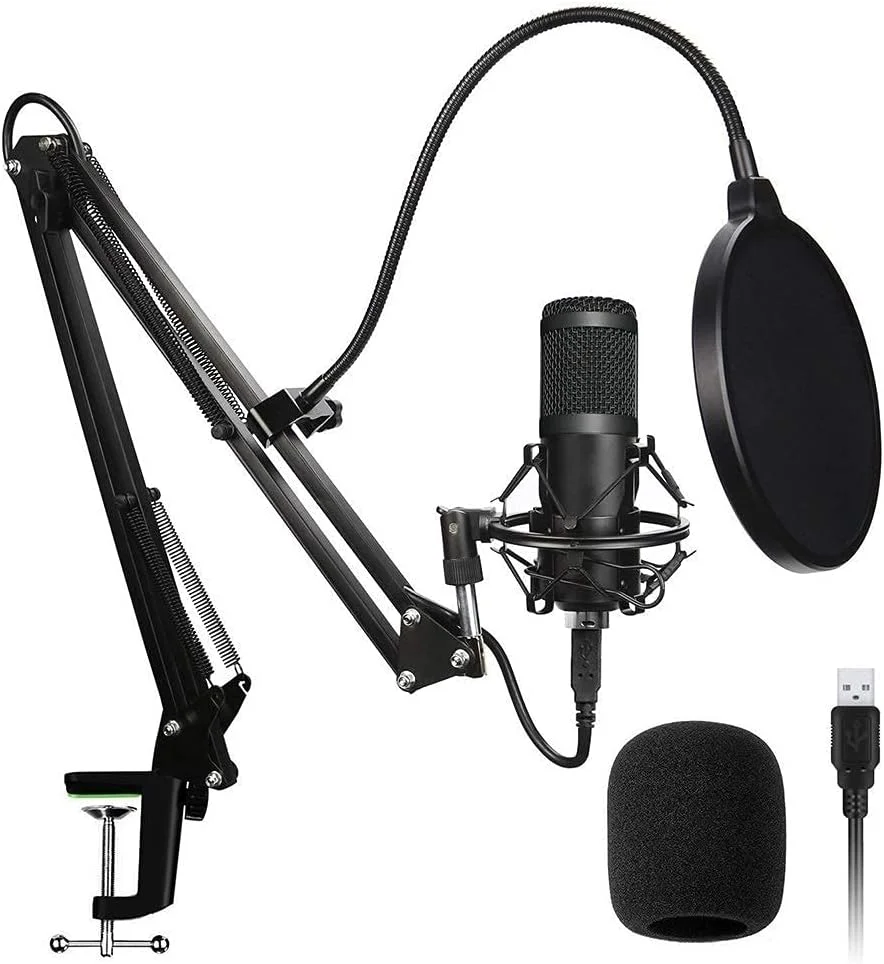 میکروفون USB حرفه ای برای ولاگ، کنفرانس، آواز، یوتیوب، تلفن هوشمند، کامپیوتر، پخش زنده ویدئو با کیفیت صدای HD