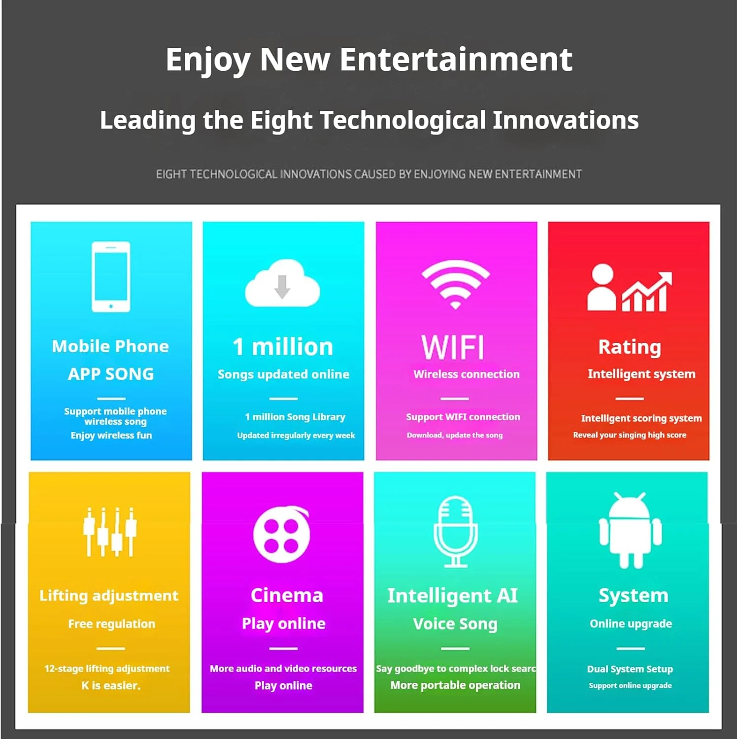 دستگاه کارائوکه با صفحه لمسی خازنی 21.5 اینچی، میکروفون بی سیم، عملکرد تقویت کننده صدا، سیستم امتیازدهی هوشمند، پخش ضبط، دستگاه پخش KTV رومیزی (1000G)