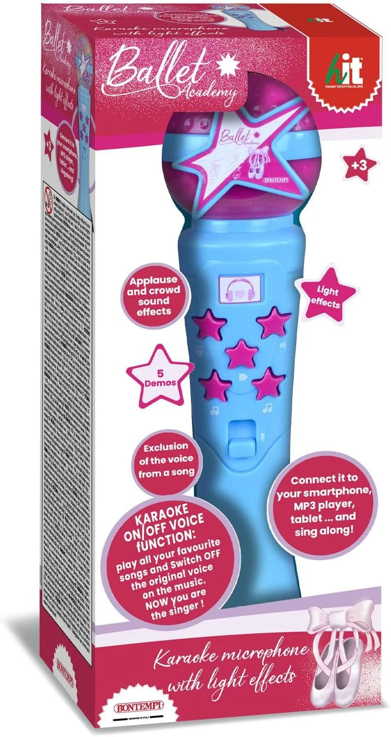 بونتمپی | میکروفون کارائوکه StarMic با جلوه های نورانی برای اجراهای ستاره ای واقعی، آبی ستاره ای