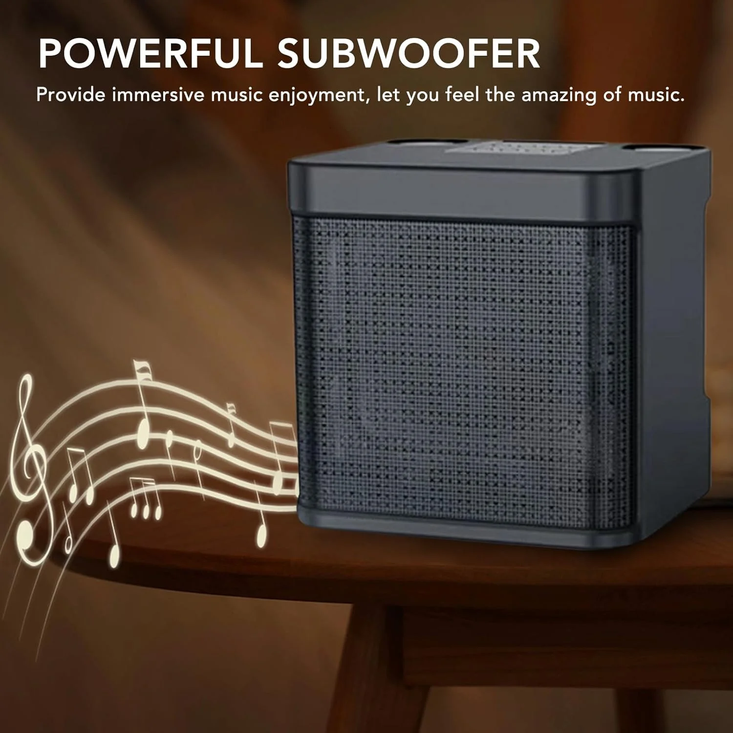 اسپیکر کارائوکه بی‌سیم، دستگاه کارائوکه کوچک قابل حمل با اسپیکر بلوتوث و 2 میکروفون بی‌سیم، ساب ووفر قدرتمند، اتصال بی‌سیم، برای مهمانی خانگی و کمپینگ