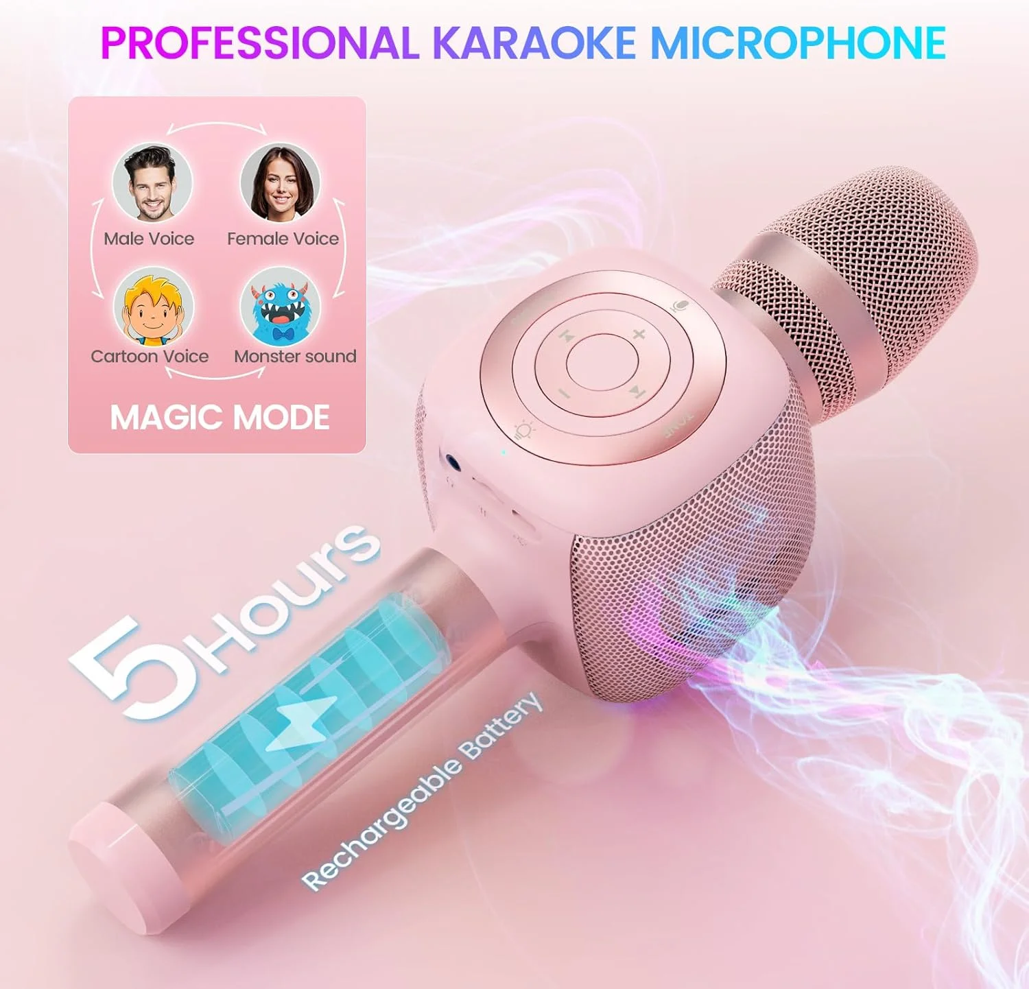 میکروفون بلوتوثی، میکروفون کارائوکه، کارائوکه برای کودکان و بزرگسالان، میکروفون قابل حمل 4 در 1، پخش کننده KTV خانگی، پشتیبانی از دستگاه های اندروید و iOS برای آواز خواندن در مهمانی - طلایی رز میکروفون بلوتوثی، میکروفون کارائوکه، کارائوکه برای کودکان و بزرگسالان، میکروفون قابل حمل 4 در 1، پخش کننده KTV خانگی، پشتیبانی از دستگاه های اندروید و iOS برای آواز خواندن در مهمانی - طلایی رز