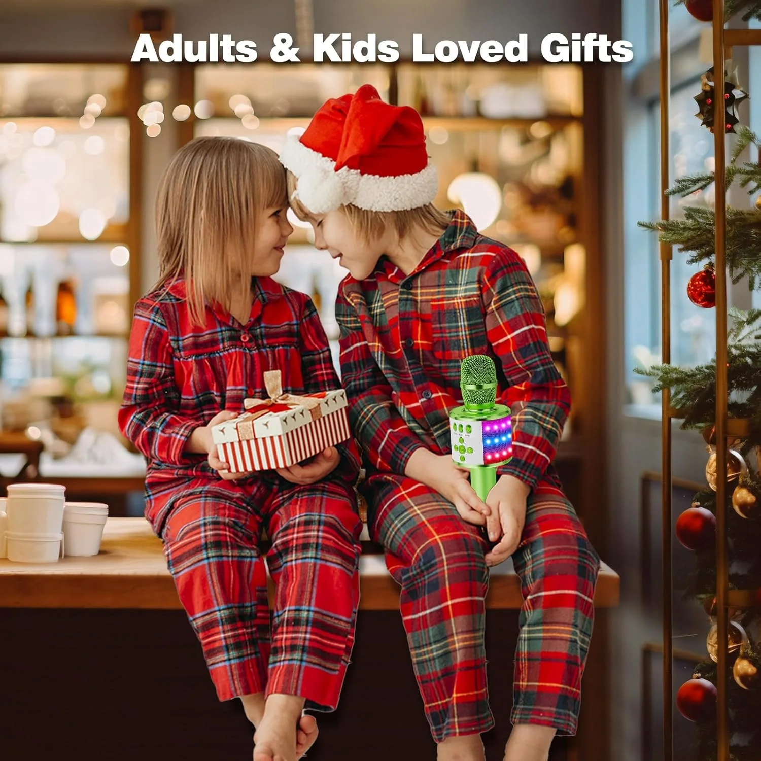 میکروفون کارائوکه BONAOK برای کودکان و بزرگسالان - میکروفون بی سیم بلوتوثی با چراغ های دیسکو، افکت اکو، بلندگوی داخلی، دستگاه کارائوکه قابل حمل برای مهمانی و مسافرت مدل Q78 (سبز)