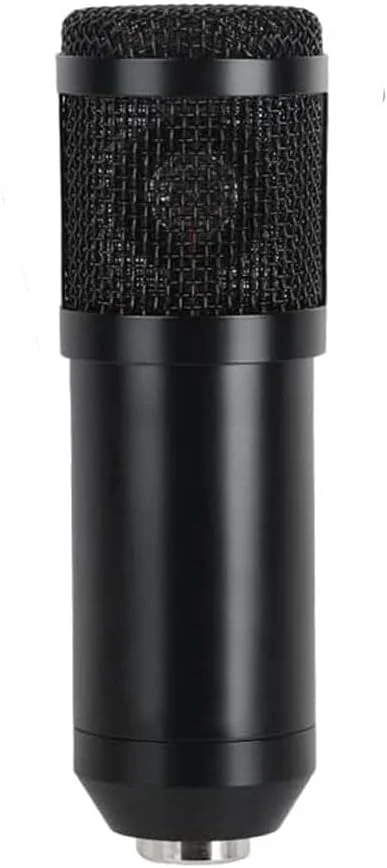 میکروفون کاندنسر استودیویی حرفه ای، بدنه فلزی مشکی، طراحی توری سر، تجهیزات ضبط صدا برای صدا و ساز (میکروفون)