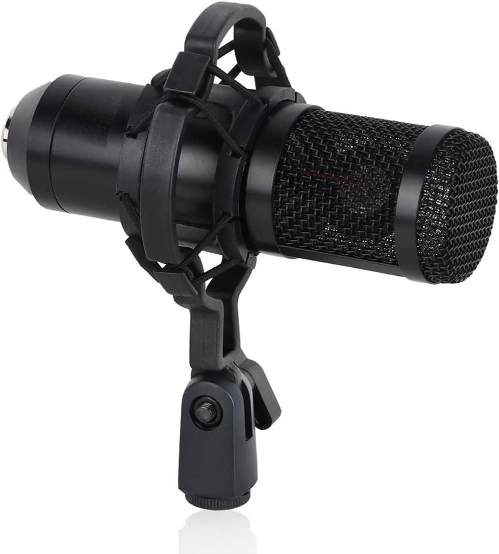 میکروفون کاندنسر استودیویی حرفه ای، بدنه فلزی مشکی، طراحی توری سر، تجهیزات ضبط صدا برای صدا و ساز (میکروفون) میکروفون کاندنسر استودیویی حرفه ای، بدنه فلزی مشکی، طراحی توری سر، تجهیزات ضبط صدا برای صدا و ساز (میکروفون)