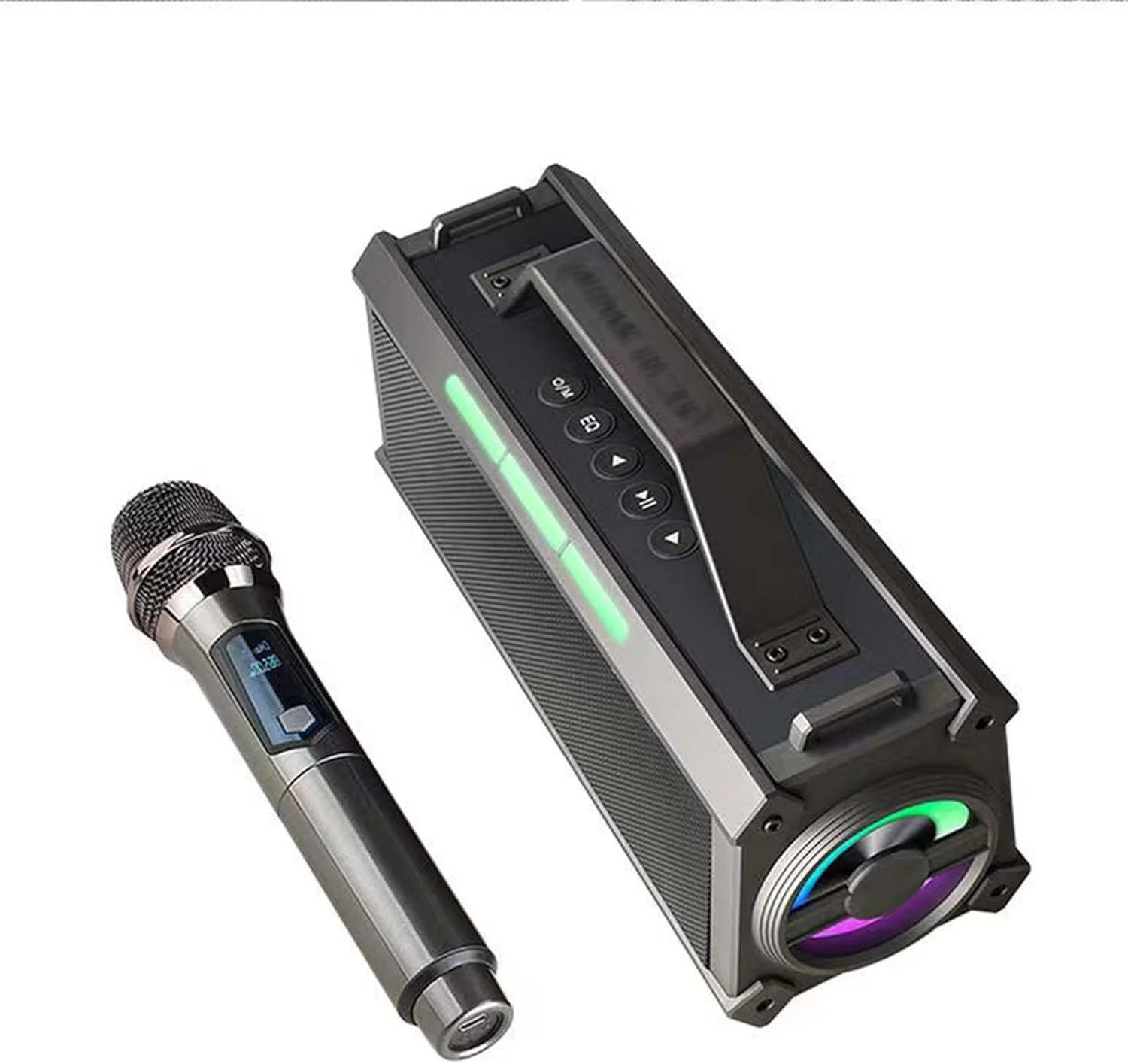 دستگاه کارائوکه قابل حمل پرقدرت، ساب ووفر کوچک بلوتوثی با صدای بلند مناسب فضای باز، جعبه صوتی بی سیم همه کاره