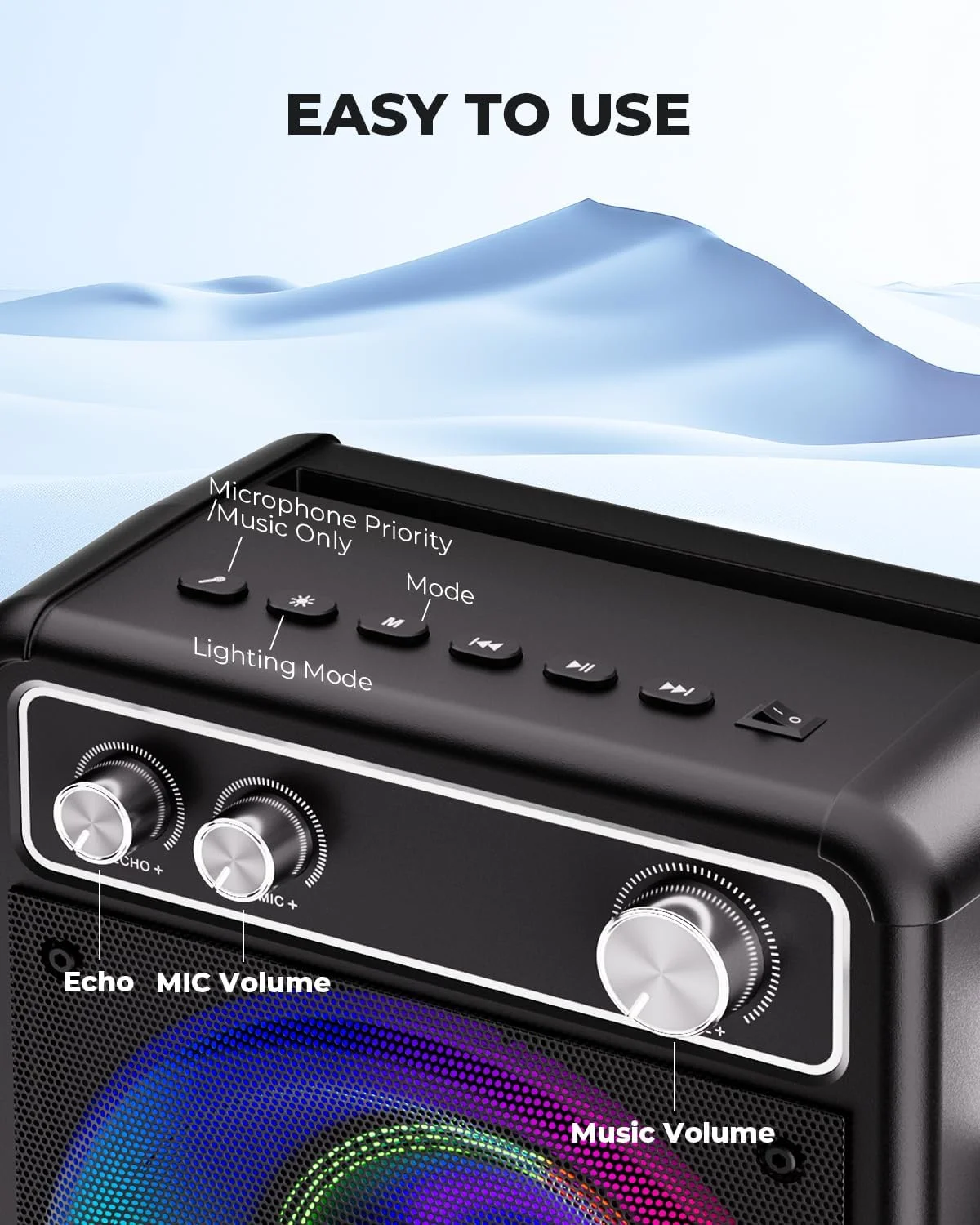 دستگاه کارائوکه قابل حمل BONAOK، سیستم کارائوکه بلوتوثی با 2 میکروفون، دستگاه اسپیکر کارائوکه مهمانی قابل شارژ، جعبه موسیقی 15 واتی با جلوه نور T03 دستگاه کارائوکه قابل حمل BONAOK، سیستم کارائوکه بلوتوثی با 2 میکروفون، دستگاه اسپیکر کارائوکه مهمانی قابل شارژ، جعبه موسیقی 15 واتی با جلوه نور T03