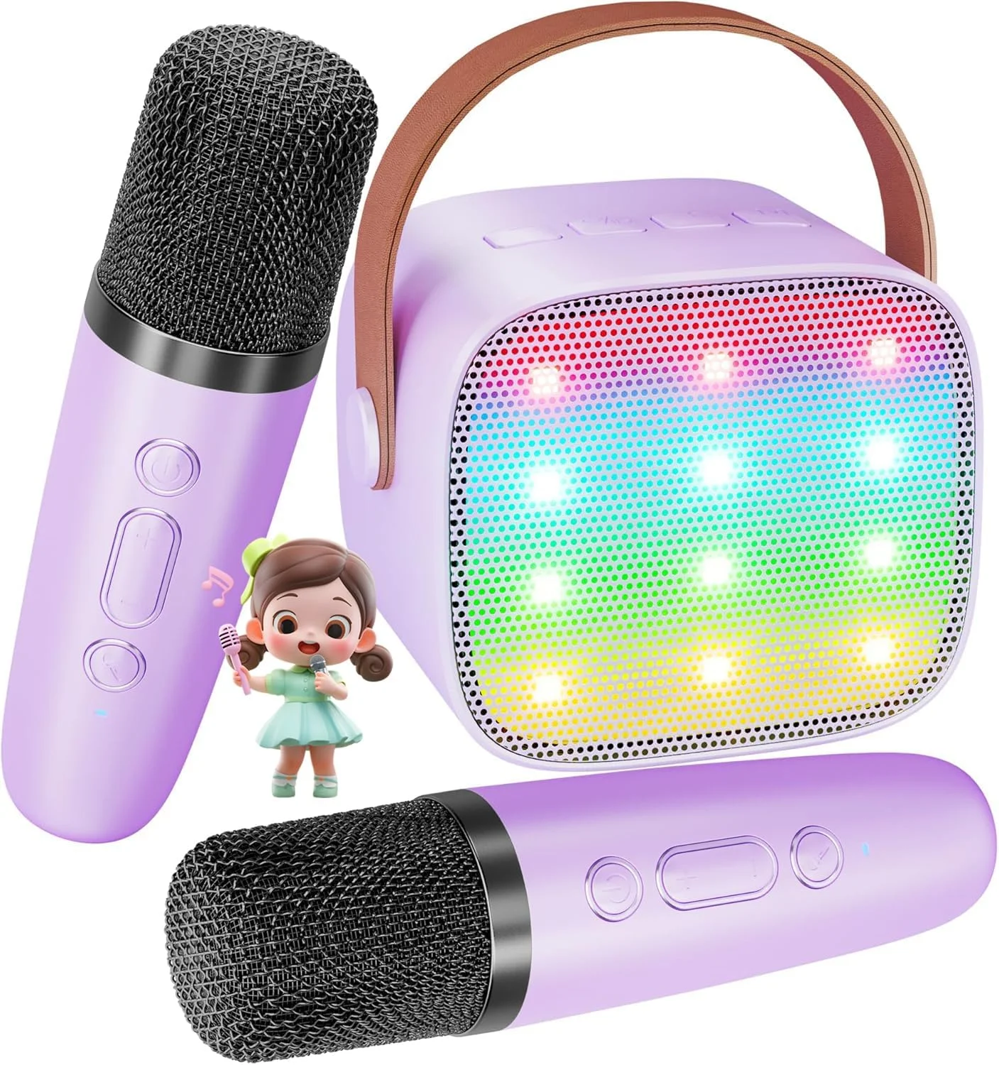 دستگاه کارائوکه BONAOK برای کودکان و بزرگسالان، میکروفون کارائوکه بلوتوثی قابل شارژ، دستگاه کارائوکه کودکانه (بنفش)