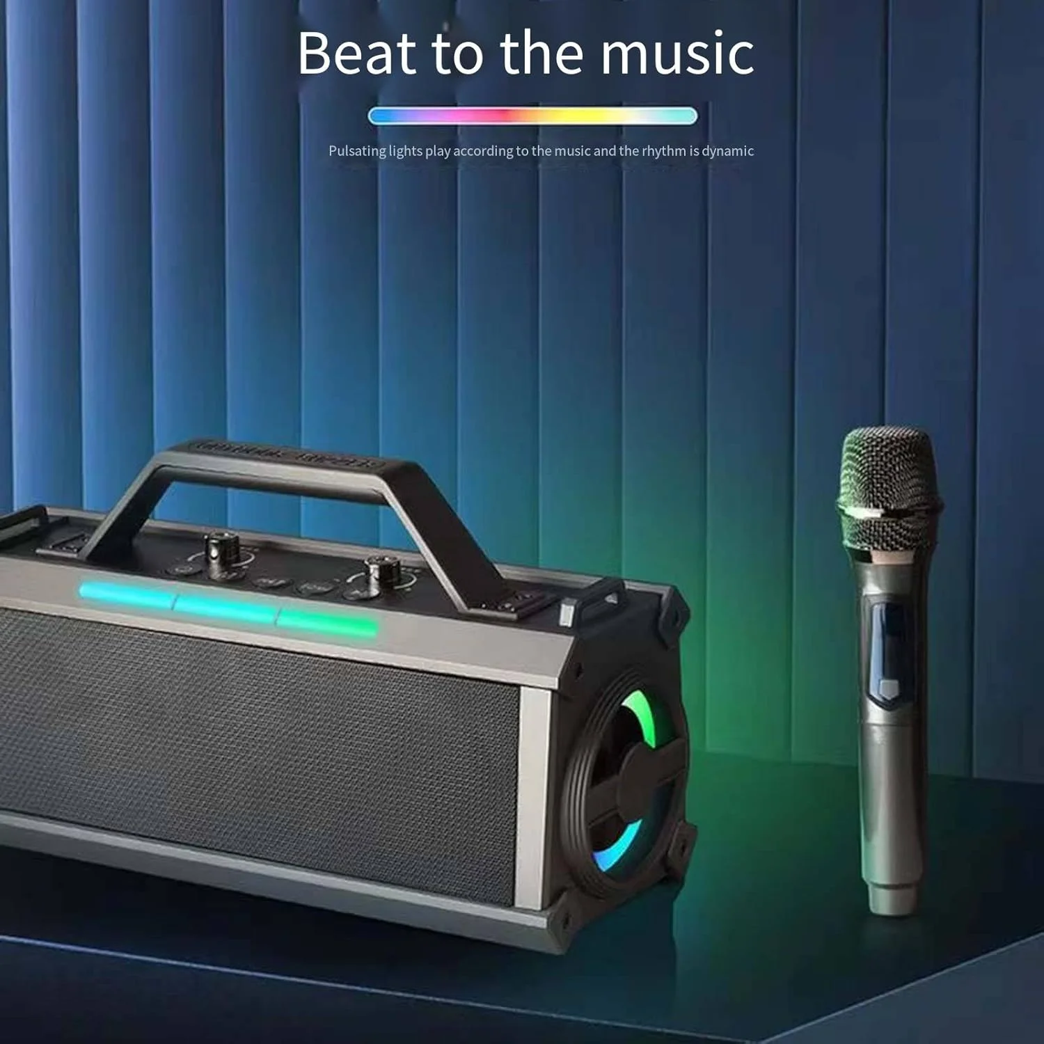 دستگاه کارائوکه قابل حمل پرقدرت، ساب ووفر کوچک بلوتوثی با صدای بلند مناسب فضای باز، جعبه صوتی بی سیم همه کاره دستگاه کارائوکه قابل حمل پرقدرت، ساب ووفر کوچک بلوتوثی با صدای بلند مناسب فضای باز، جعبه صوتی بی سیم همه کاره