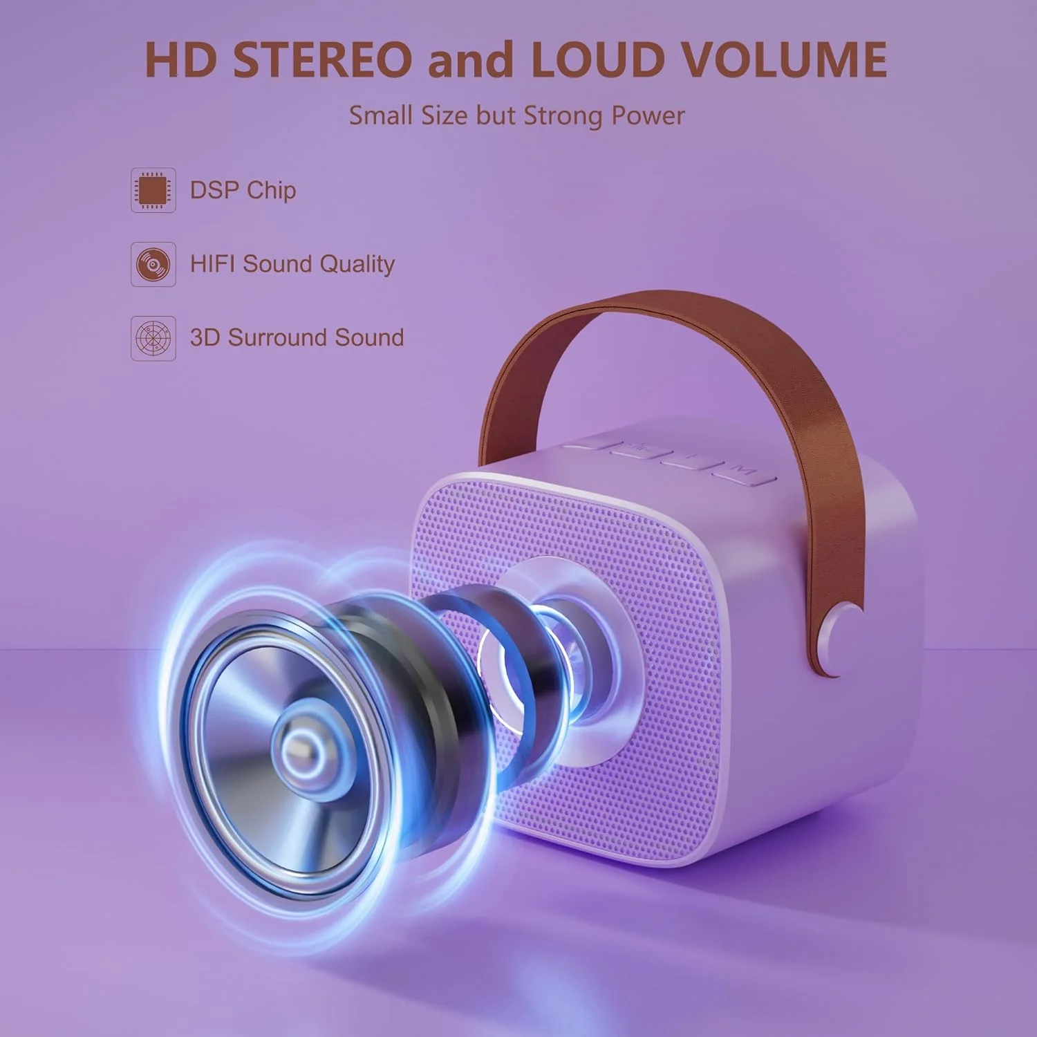 دستگاه کارائوکه BONAOK برای کودکان و بزرگسالان، میکروفون کارائوکه بلوتوثی قابل شارژ، دستگاه کارائوکه کودکانه (بنفش)