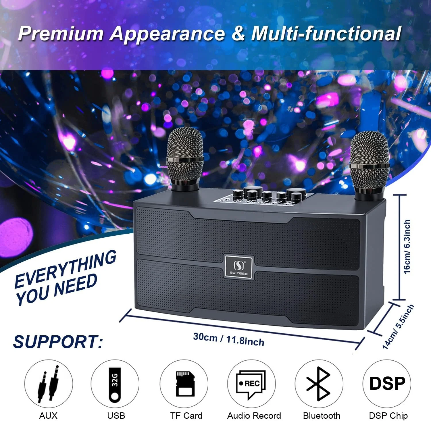 دستگاه کارائوکه بلوتوث با 2 میکروفون بی سیم برای بزرگسالان و کودکان، بلندگوی کارائوکه قابل حمل، سیستم PA با صدای HD، دستگاه خوانندگی کارائوکه میکروفون از TF/USB، ورودی AUX پشتیبانی می کند، میکروفون کارائوکه برای تلویزیون دستگاه کارائوکه بلوتوث با 2 میکروفون بی سیم برای بزرگسالان و کودکان، بلندگوی کارائوکه قابل حمل، سیستم PA با صدای HD، دستگاه خوانندگی کارائوکه میکروفون از TF/USB، ورودی AUX پشتیبانی می کند، میکروفون کارائوکه برای تلویزیون