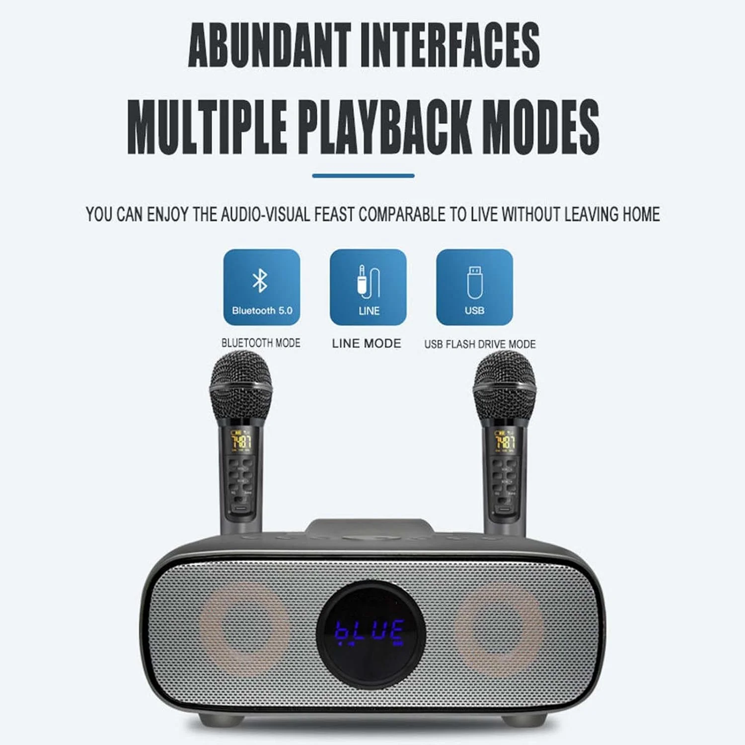 اسپیکر بلوتوثی بی‌سیم قابل حمل چند منظوره میکروفون کارائوکه پخش کننده MP3 دستگاه کارائوکه برای بزرگسالان منزل، B