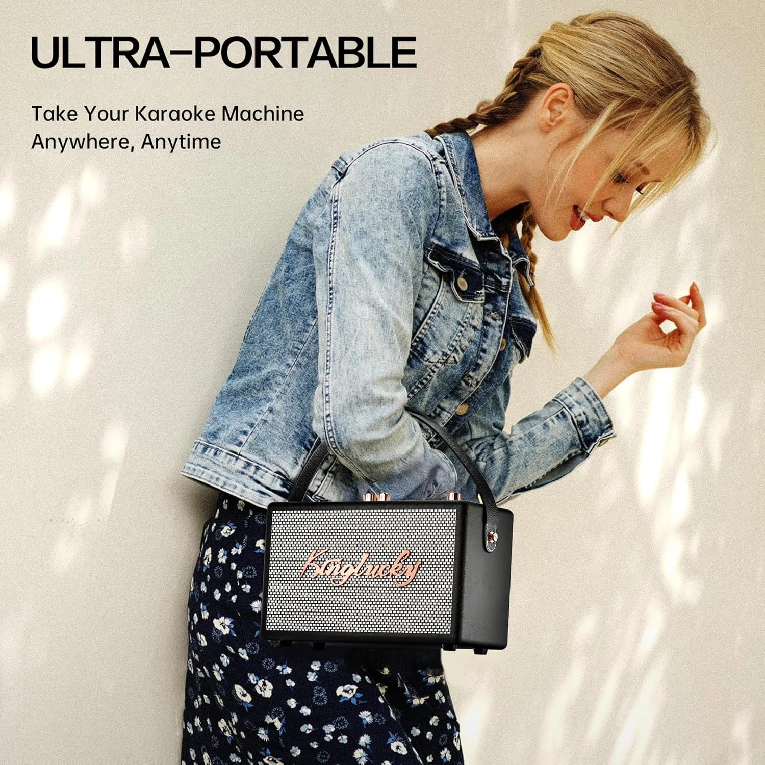 دستگاه کارائوکه رترو قابل حمل بلوتوثی با 2 میکروفون بی سیم (قابل استفاده جداگانه) سیستم PA قابل شارژ برای مهمانی خانگی/تدریس/پیک نیک/دکوراسیون کریسمس قدیمی