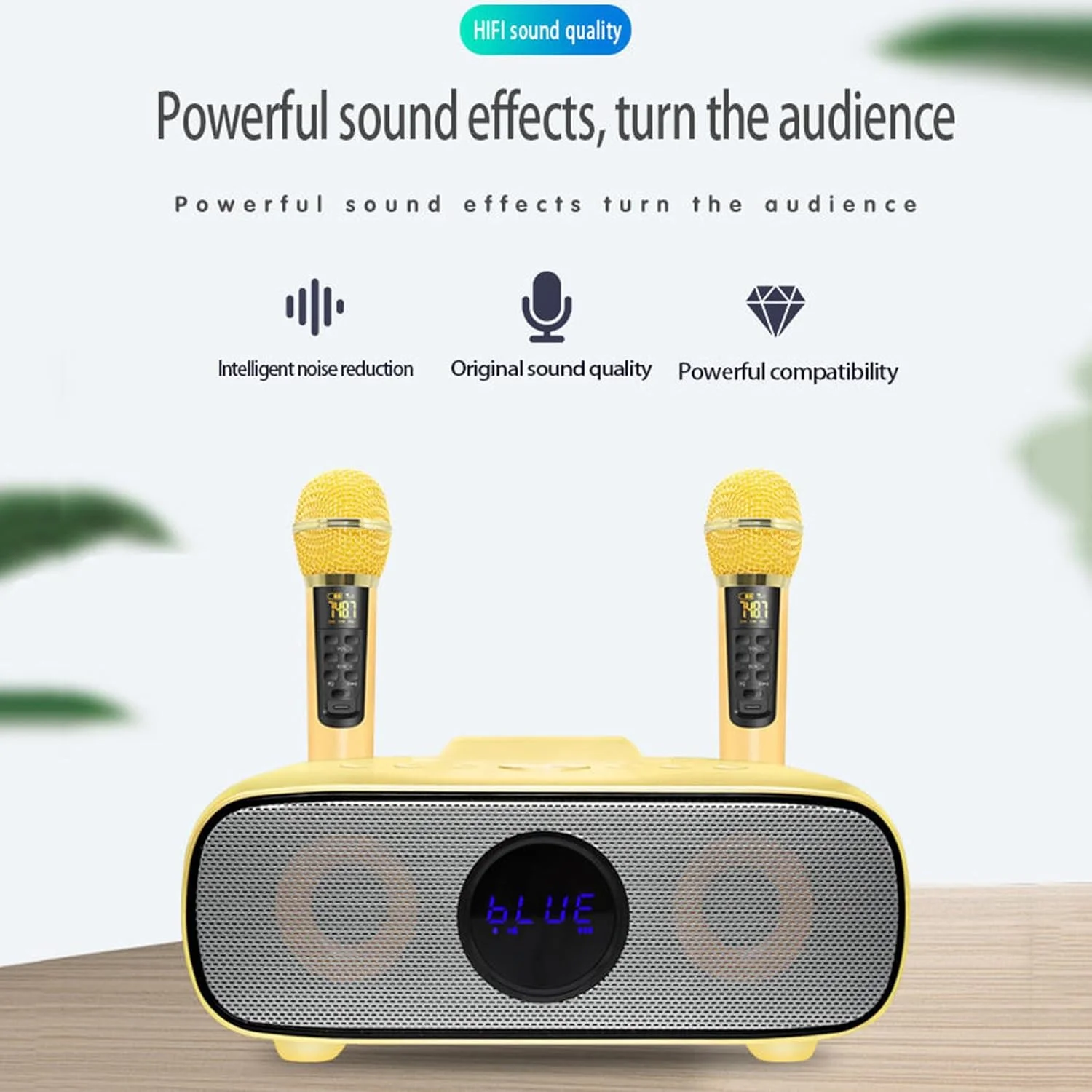 اسپیکر بلوتوثی بی‌سیم قابل حمل چند منظوره میکروفون کارائوکه پخش کننده MP3 دستگاه کارائوکه برای بزرگسالان منزل، B