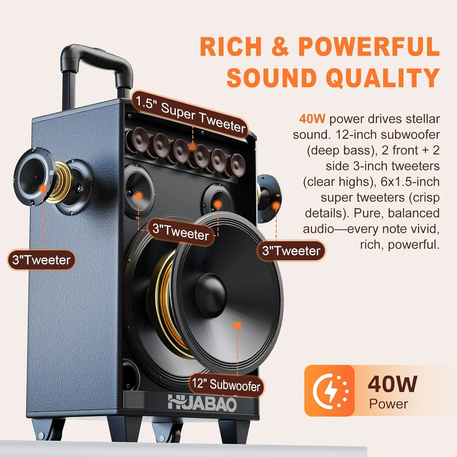 اسپیکر کارائوکه بلوتوث بزرگ با 2 میکروفون بی سیم، سیستم 11 بلندگو با باتری 8800 میلی آمپر ساعتی، سیستم PA چرخ دار با چراغ، ریموت کنترل، FM/AUX/USB/TF، تنظیم باس و تریبل، ایده آل برای مهمانی در فضای باز