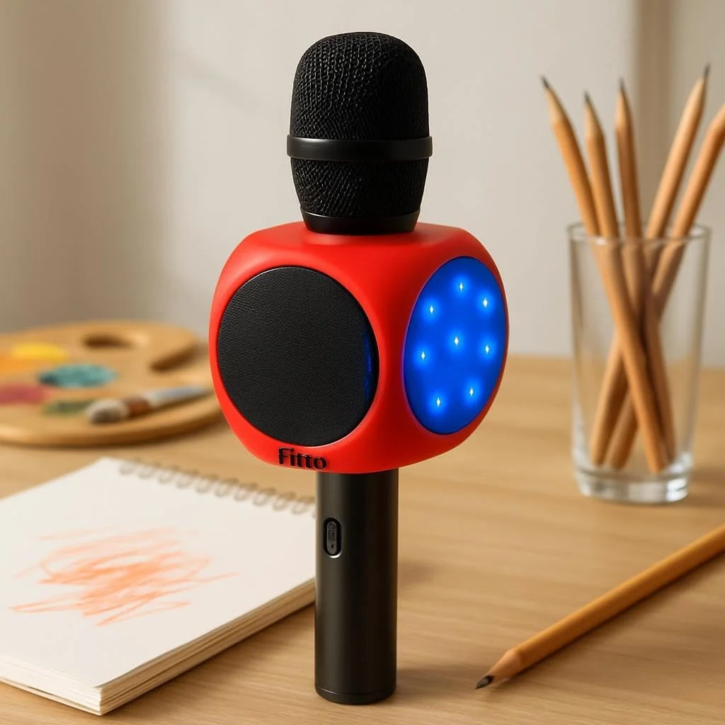 میکروفون کارائوکه بلوتوثی بی سیم Fitto برای آواز خواندن، مهمانی و اجرا میکروفون کارائوکه بلوتوثی بی سیم Fitto برای آواز خواندن، مهمانی و اجرا
