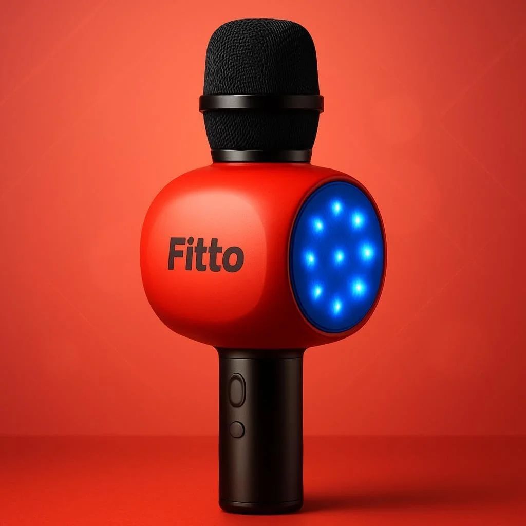 میکروفون کارائوکه بلوتوثی بی سیم Fitto برای آواز خواندن، مهمانی و اجرا میکروفون کارائوکه بلوتوثی بی سیم Fitto برای آواز خواندن، مهمانی و اجرا