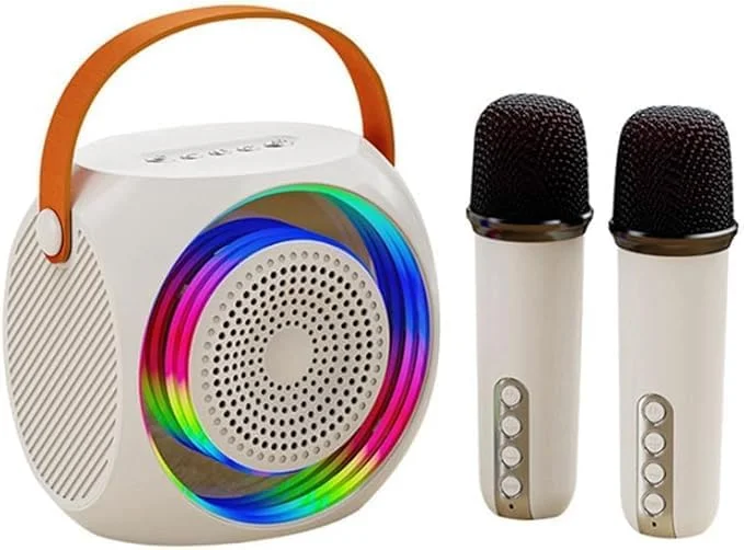دستگاه اسپیکر کارائوکه بلوتوثی | میکروفون های بی سیم UHF | چراغ های LED دیسکو بال | سیستم صوتی مهمانی قابل حمل