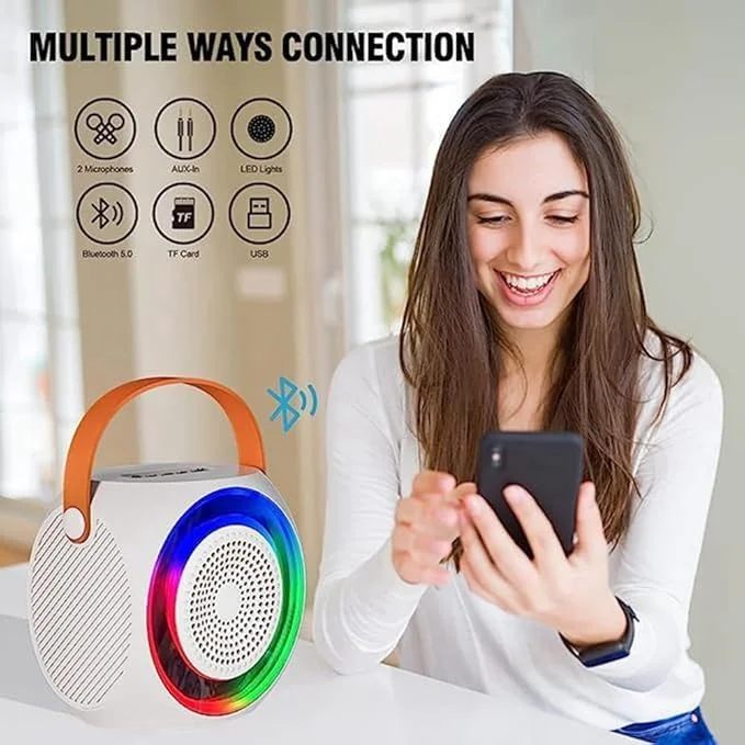 دستگاه اسپیکر کارائوکه بلوتوثی | میکروفون های بی سیم UHF | چراغ های LED دیسکو بال | سیستم صوتی مهمانی قابل حمل