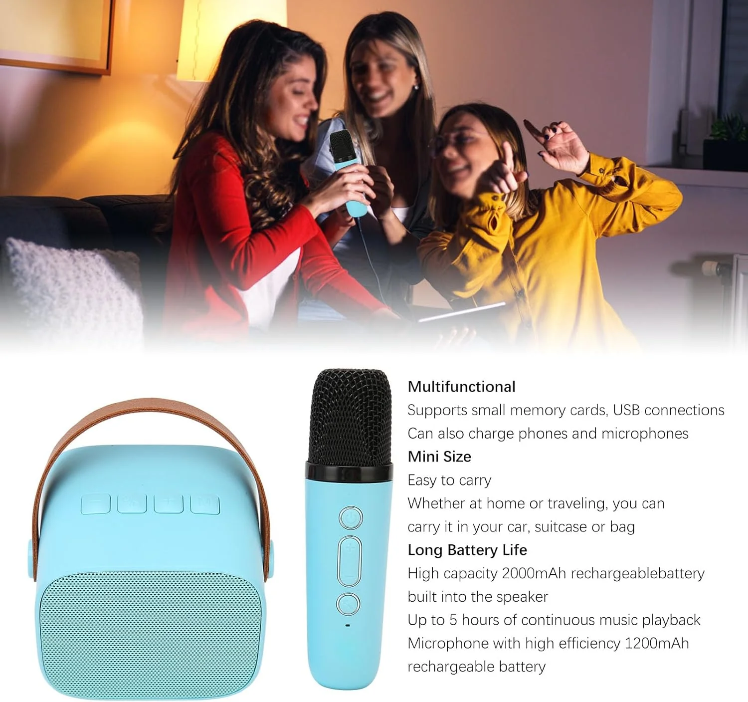 دستگاه کارائوکه مینی Bewinner با میکروفون های بی سیم برای کودکان و بزرگسالان، استریو HD قابل شارژ اسپیکر بلوتوث قابل حمل یک هدیه برای دختران و پسران (آبی) دستگاه کارائوکه مینی Bewinner با میکروفون های بی سیم برای کودکان و بزرگسالان، استریو HD قابل شارژ اسپیکر بلوتوث قابل حمل یک هدیه برای دختران و پسران (آبی)