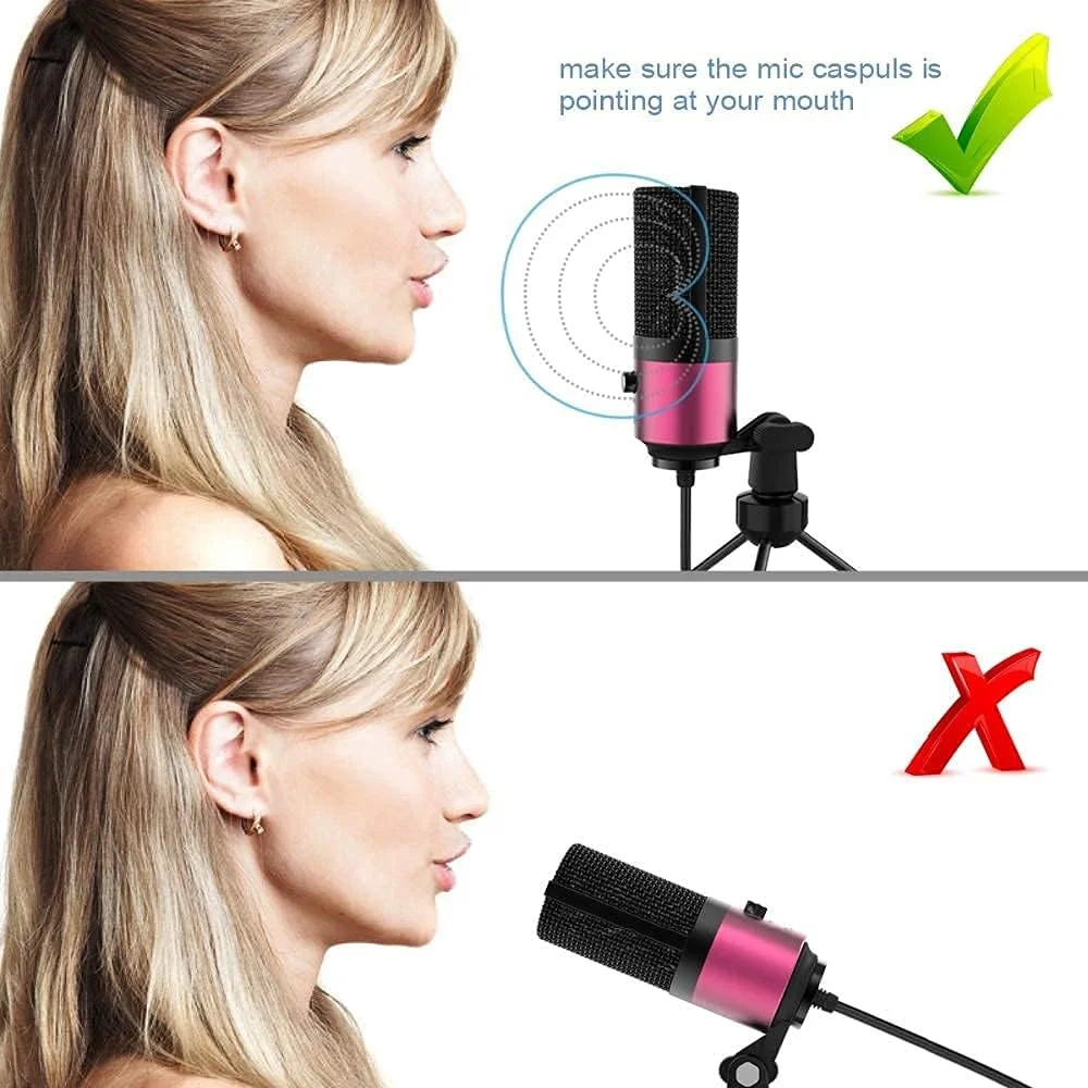 میکروفون ضبط صدا با سوکت USB مناسب برای کامپیوتر و لپ تاپ، حساسیت بالا برای ضبط صدا، بازی و ویدیو