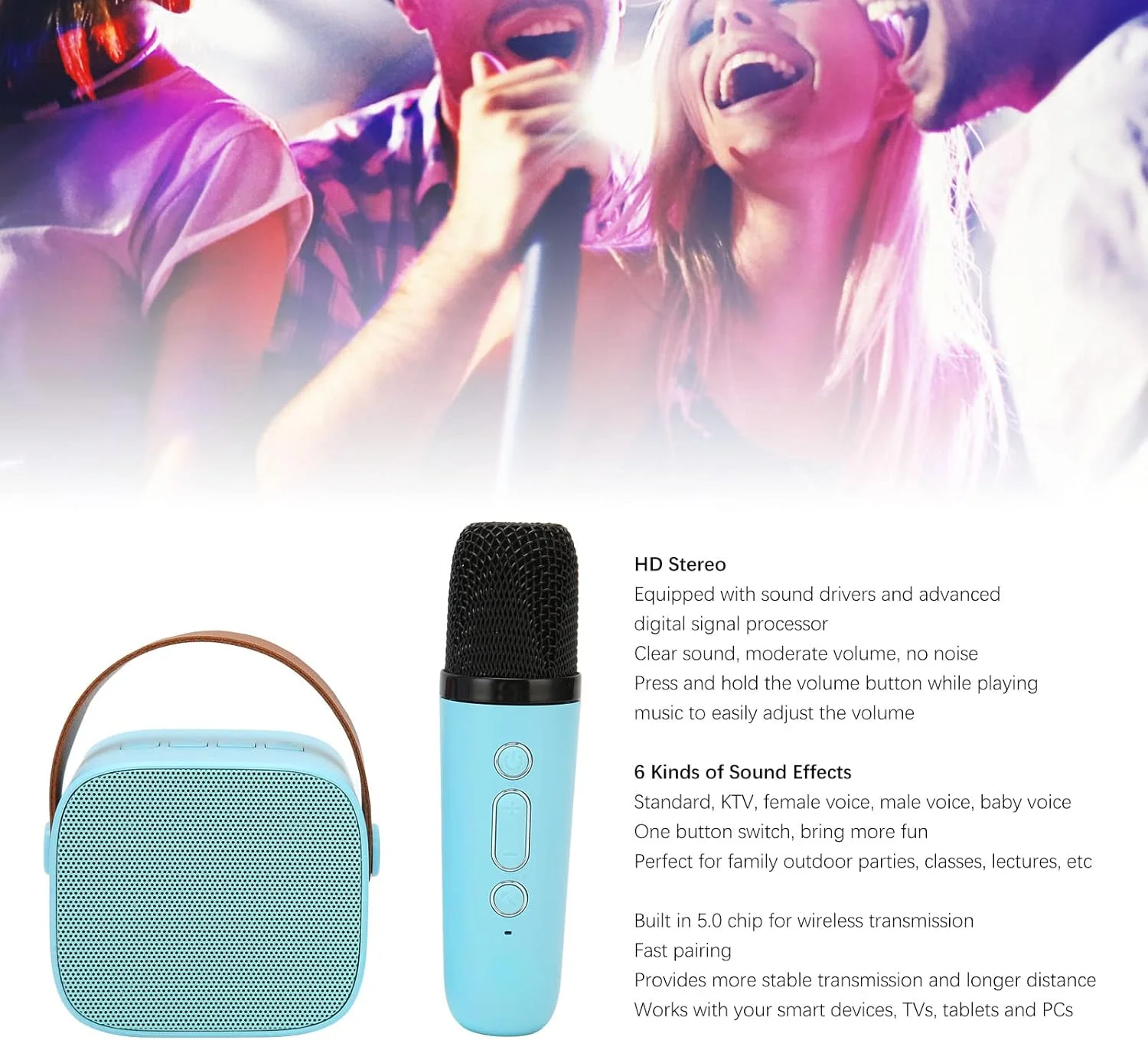 دستگاه کارائوکه مینی Bewinner با میکروفون های بی سیم برای کودکان و بزرگسالان، استریو HD قابل شارژ اسپیکر بلوتوث قابل حمل یک هدیه برای دختران و پسران (آبی) دستگاه کارائوکه مینی Bewinner با میکروفون های بی سیم برای کودکان و بزرگسالان، استریو HD قابل شارژ اسپیکر بلوتوث قابل حمل یک هدیه برای دختران و پسران (آبی)