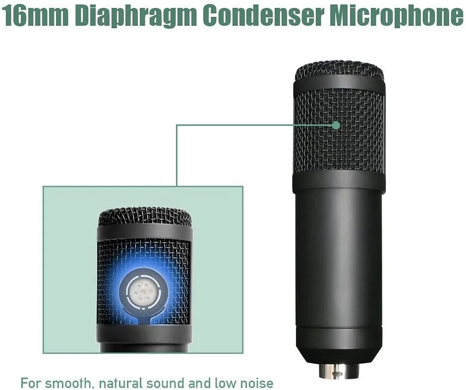 میکروفون USB استریمینگ پادکست کامپیوتر، میکروفون کاندنسر کاردیوئید استودیویی حرفه ای با کارت صدا، بازوی بوم، لرزه گیر، فیلتر، برای بازی و کارائوکه میکروفون USB استریمینگ پادکست کامپیوتر، میکروفون کاندنسر کاردیوئید استودیویی حرفه ای با کارت صدا، بازوی بوم، لرزه گیر، فیلتر، برای بازی و کارائوکه
