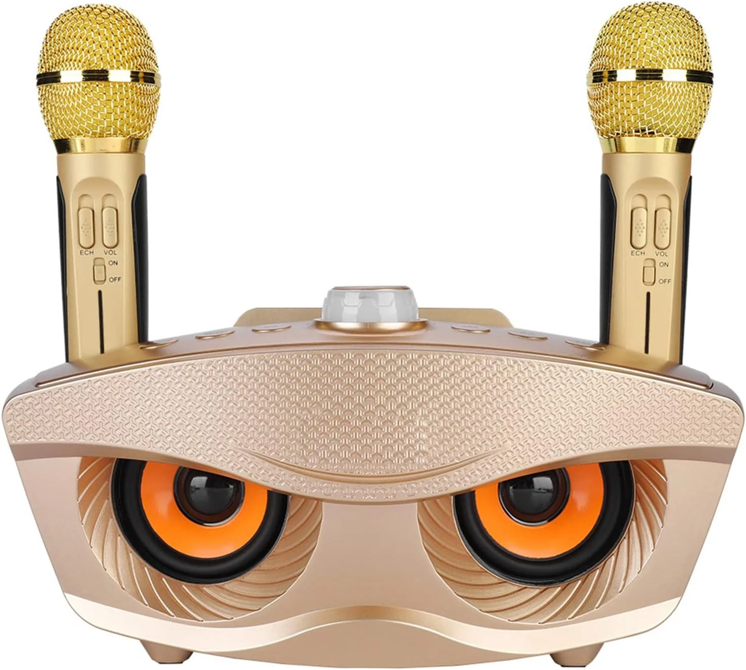 دستگاه کارائوکه Bewinner، اسپیکر بلوتوث قابل حمل با 2 میکروفون بی سیم، اسپیکر کارائوکه بلوتوث برای بزرگسالان و کودکان، دستگاه کارائوکه برای مهمانی های خانگی دختران و پسران (طلایی)، BEWINNERE19GXYO0RD-02