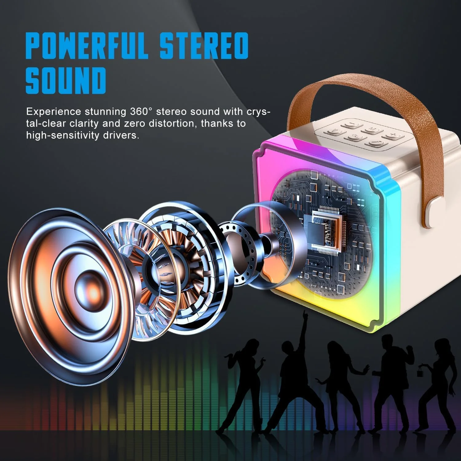 دستگاه کارائوکه کوچک برای کودکان به همراه 2 میکروفون بی سیم، دستگاه کارائوکه کودکان مناسب دختران و پسران 4-8-12 ساله، میکروفون کودکان برای آواز خواندن، دستگاه کارائوکه کودکانه (سفید)