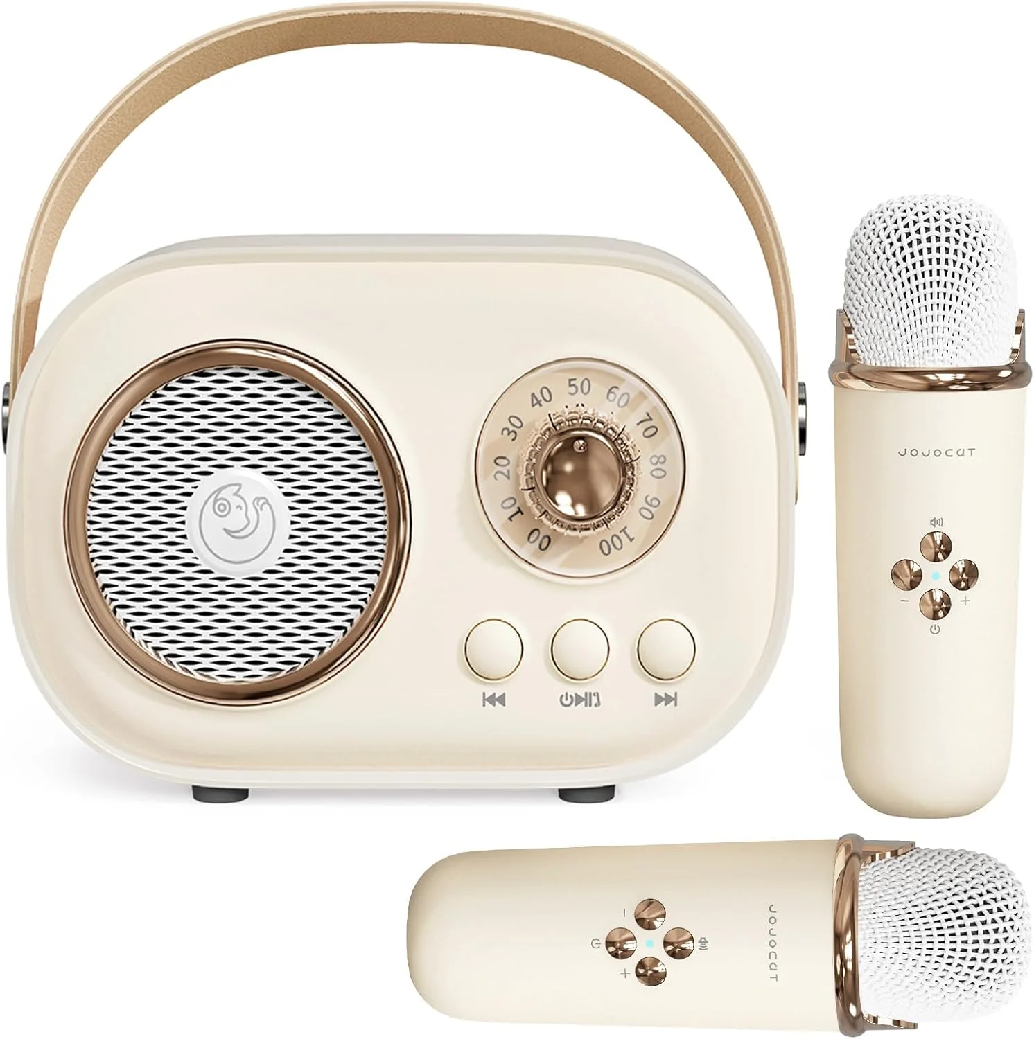 دستگاه کارائوکه کوچک برای کودکان، بلندگوی بلوتوث قابل حمل با 2 میکروفون بی سیم، اسباب بازی برای دختران و پسران، ست بلندگوی یکپارچهسازی با سیستمعامل صدای استریو تقویت شده باس برای مهمانی خانگی تولد (زرد)