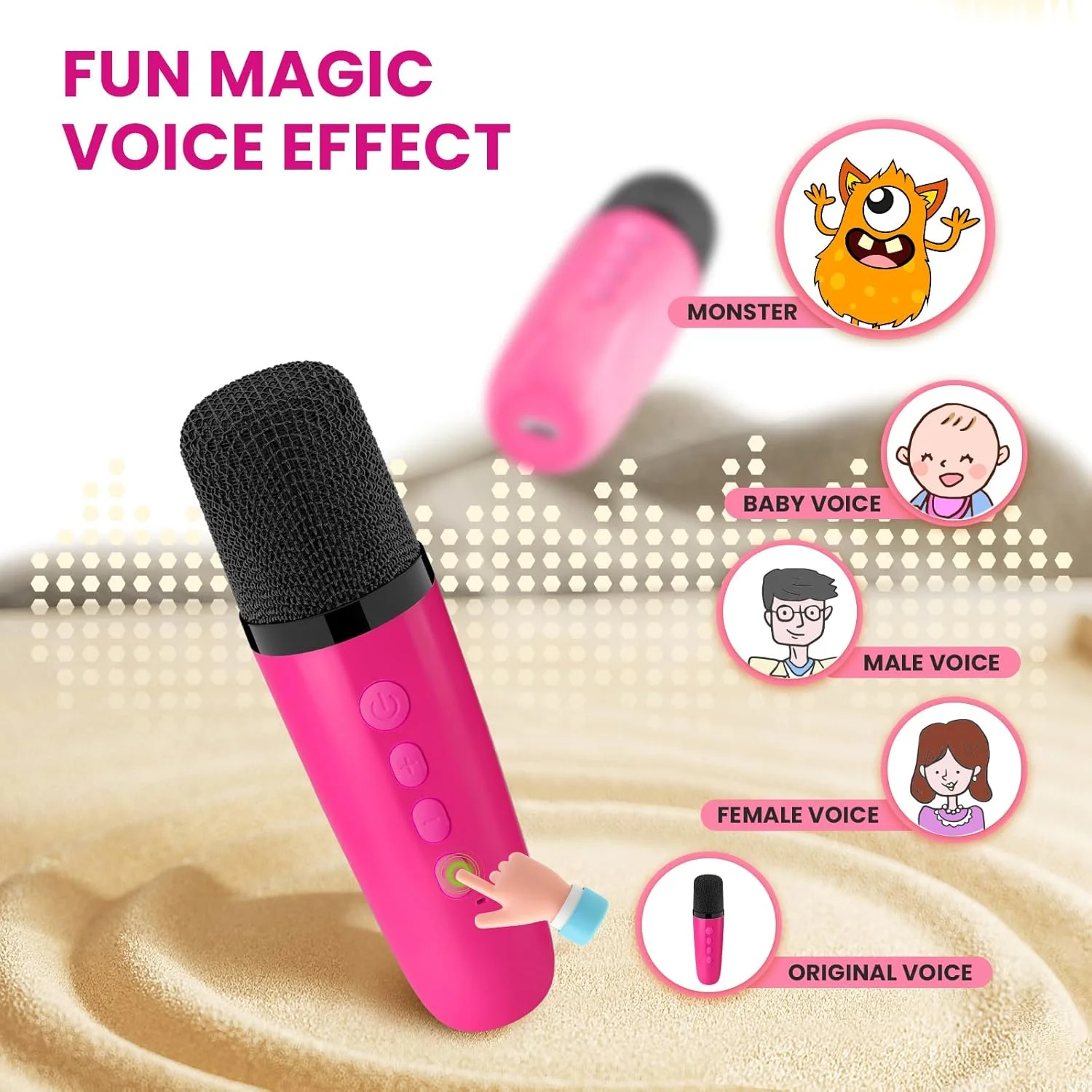 دستگاه کارائوکه میکروفون BONAOK، دستگاه های کارائوکه بلوتوث برای کودکان و بزرگسالان، پخش کننده کارائوکه قابل حمل، میکروفون برای شارژ، اسباب بازی الکترونیکی کودکان (رز قرمز)