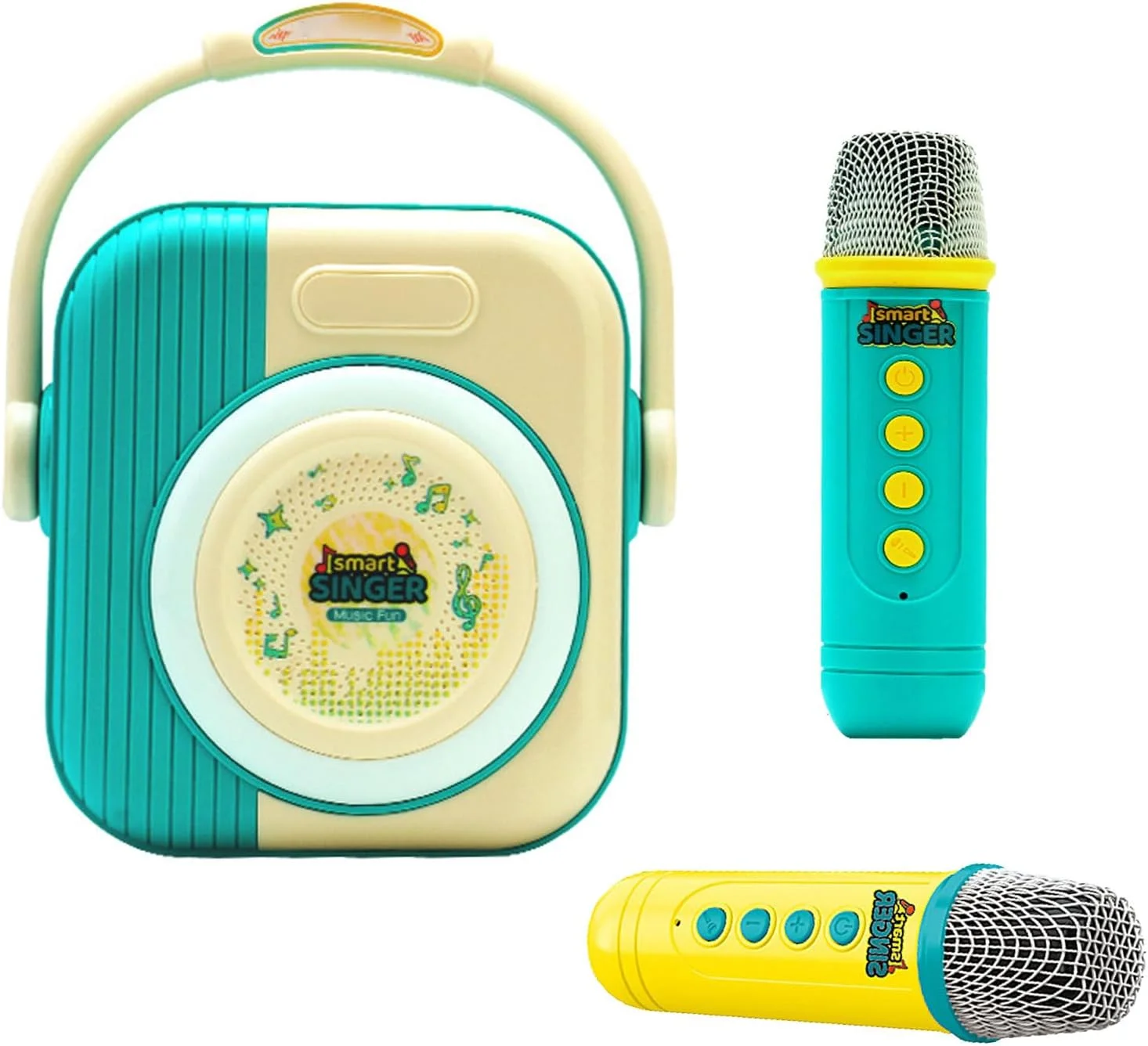 دستگاه کارائوکه Asixxsix، اسپیکر بلوتوث قابل حمل با 2 میکروفون بی سیم، برنامه کارائوکه با صدای فراگیر سه بعدی برای مهمانی خانگی، تولد، کمپینگ در فضای باز (آبی)