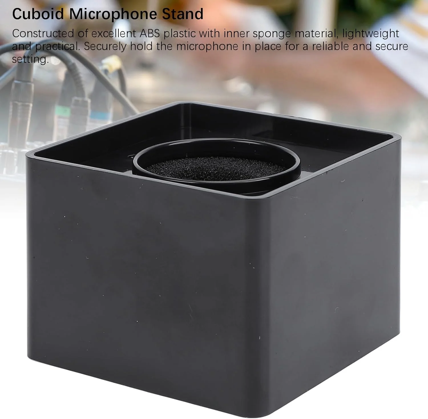 پایه میکروفون مکعبی Asixxsix، لوگوی ایستگاه پرچم میکروفون مصاحبه مکعبی شکل قابل حمل ABS برای لوازم جانبی میکروفون مجری خبرنگار KTV مصاحبه